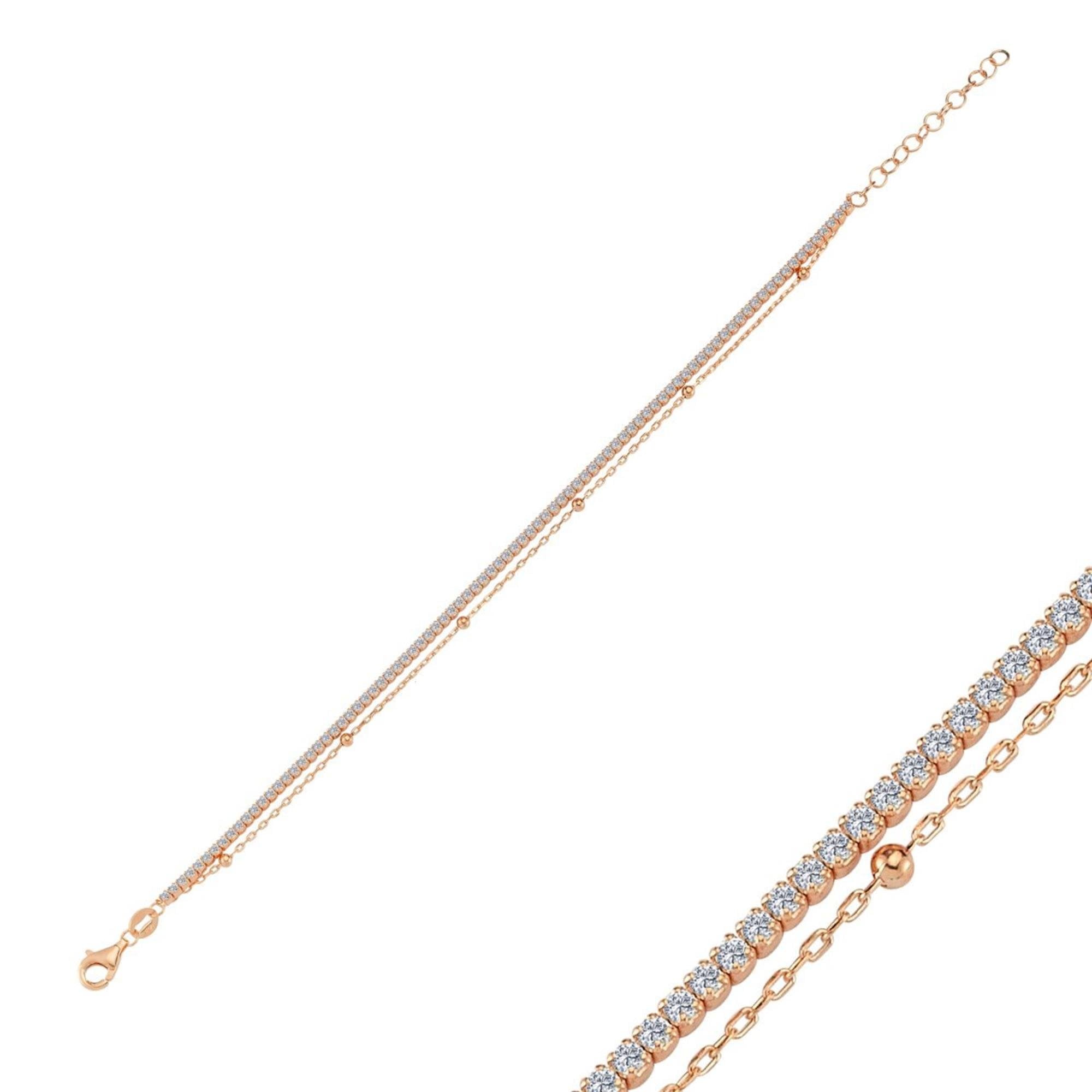 Double Row Zircon Rose Gold Tennis Bracelet