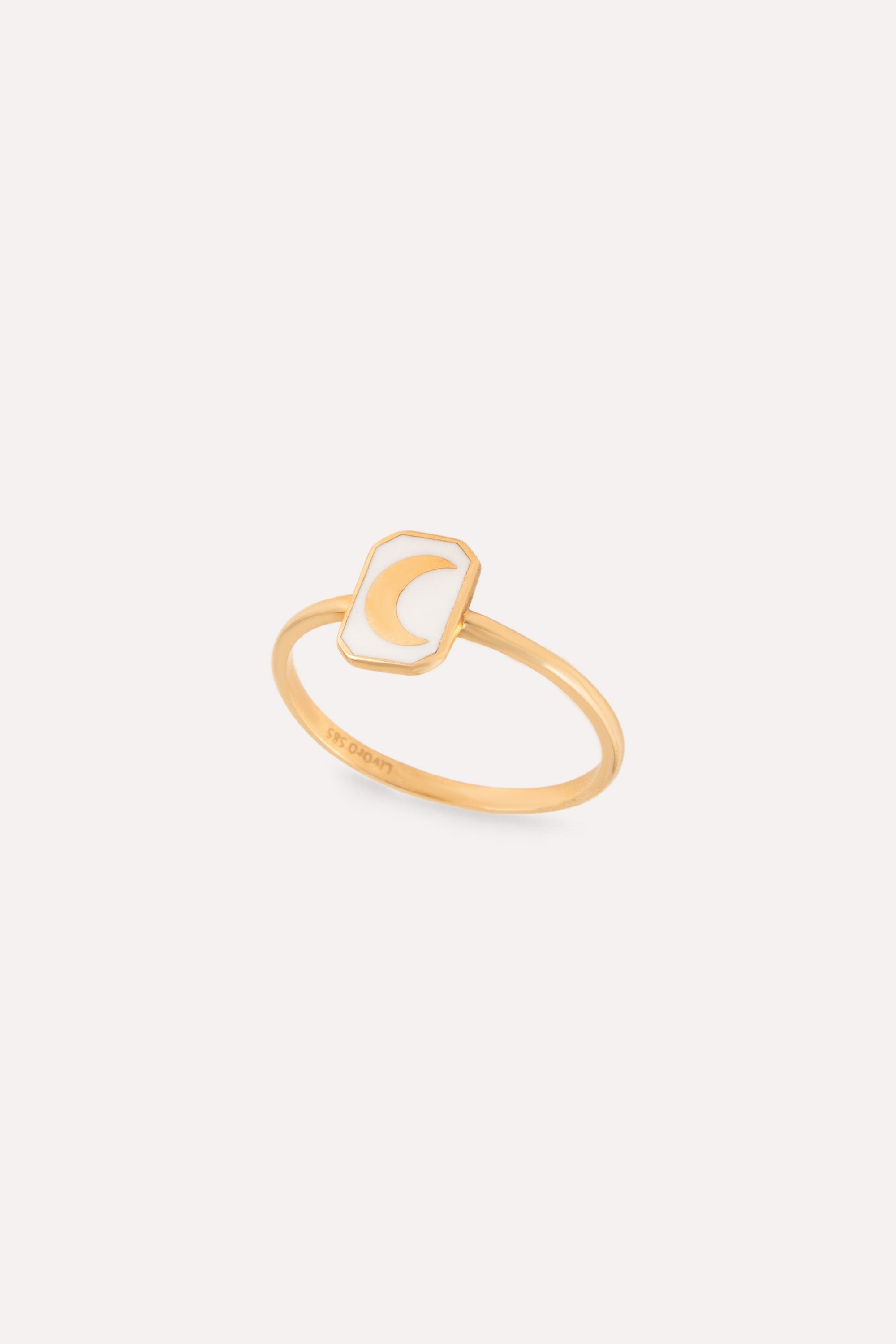 14K Gold Mother of Pearl Moon Ring