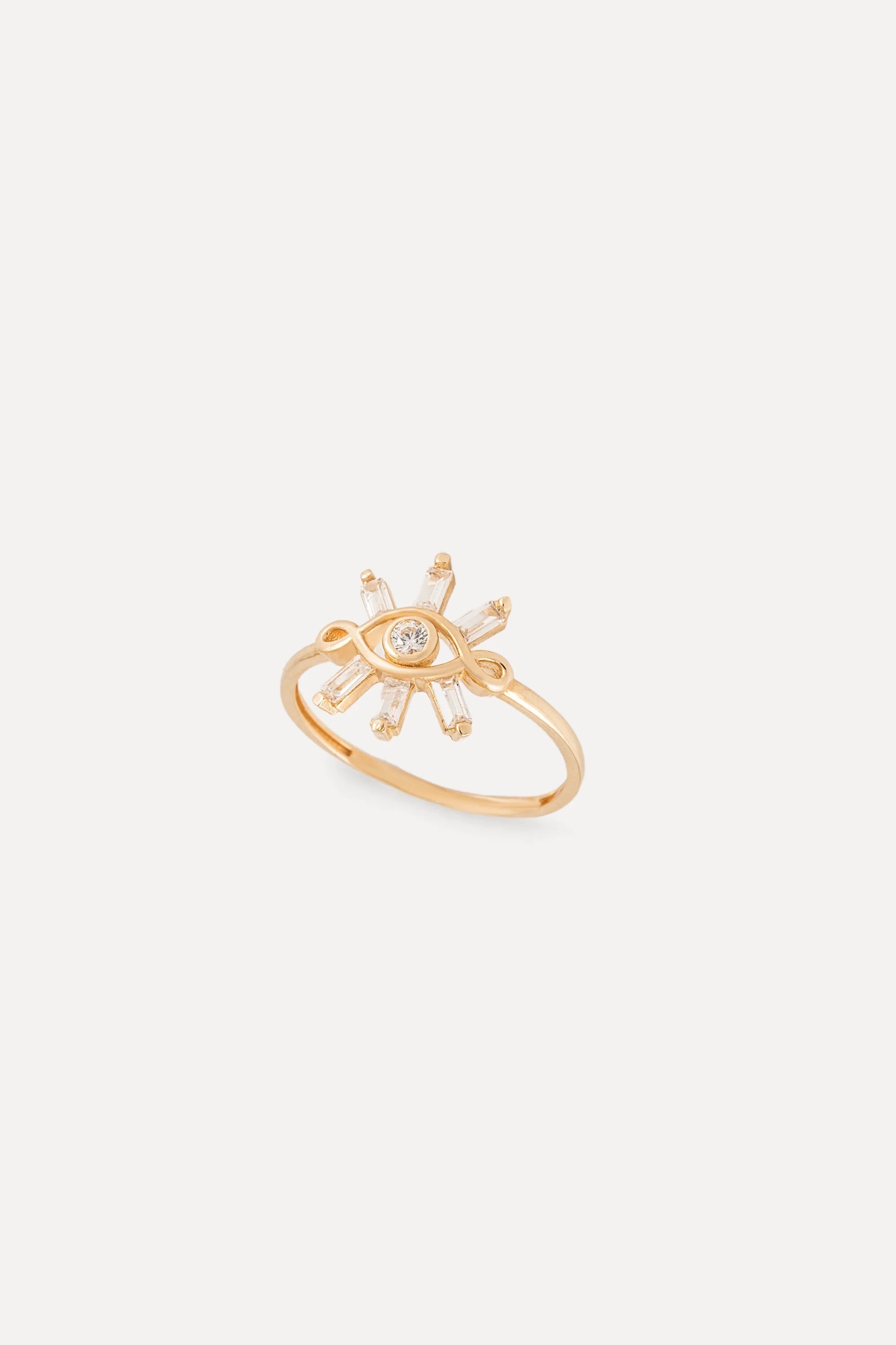 14K Gold Evil Eye Sunburst Ring