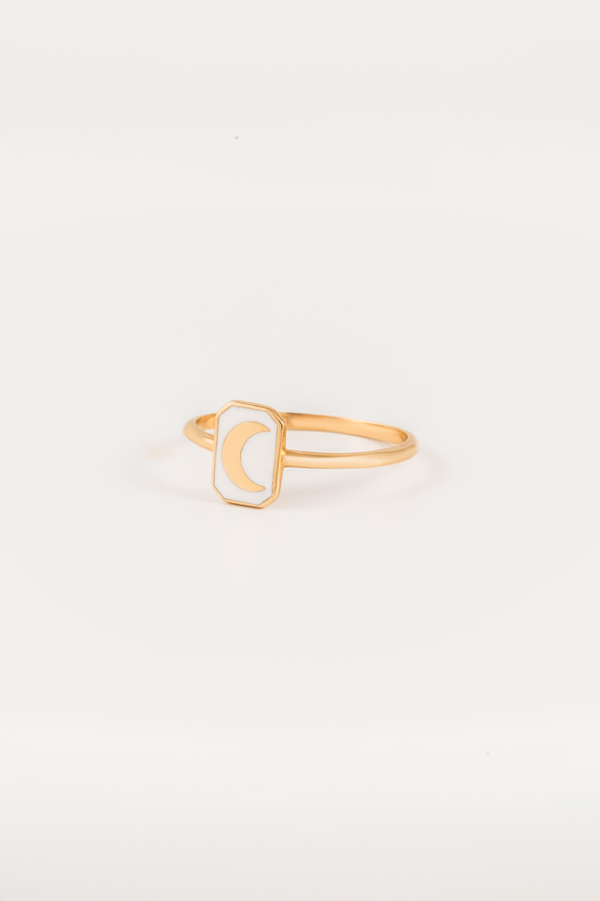 14K Gold Mother of Pearl Moon Ring