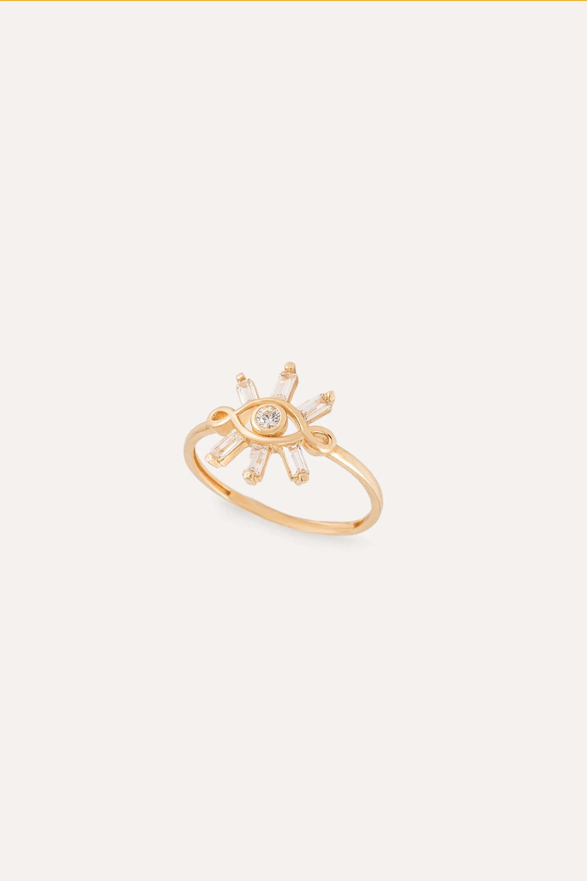 14K Gold Evil Eye Sunburst Ring