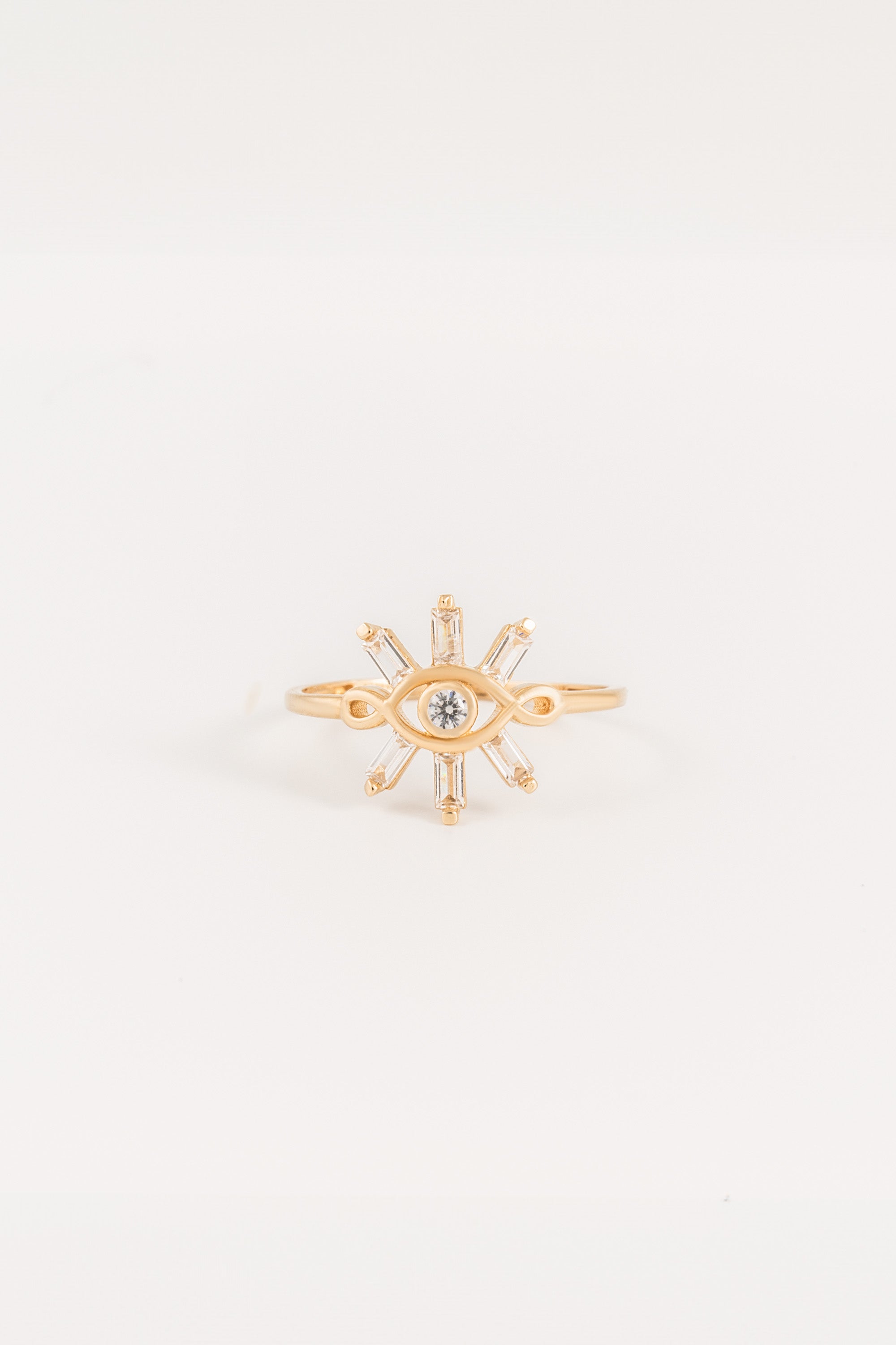 14K Gold Evil Eye Sunburst Ring