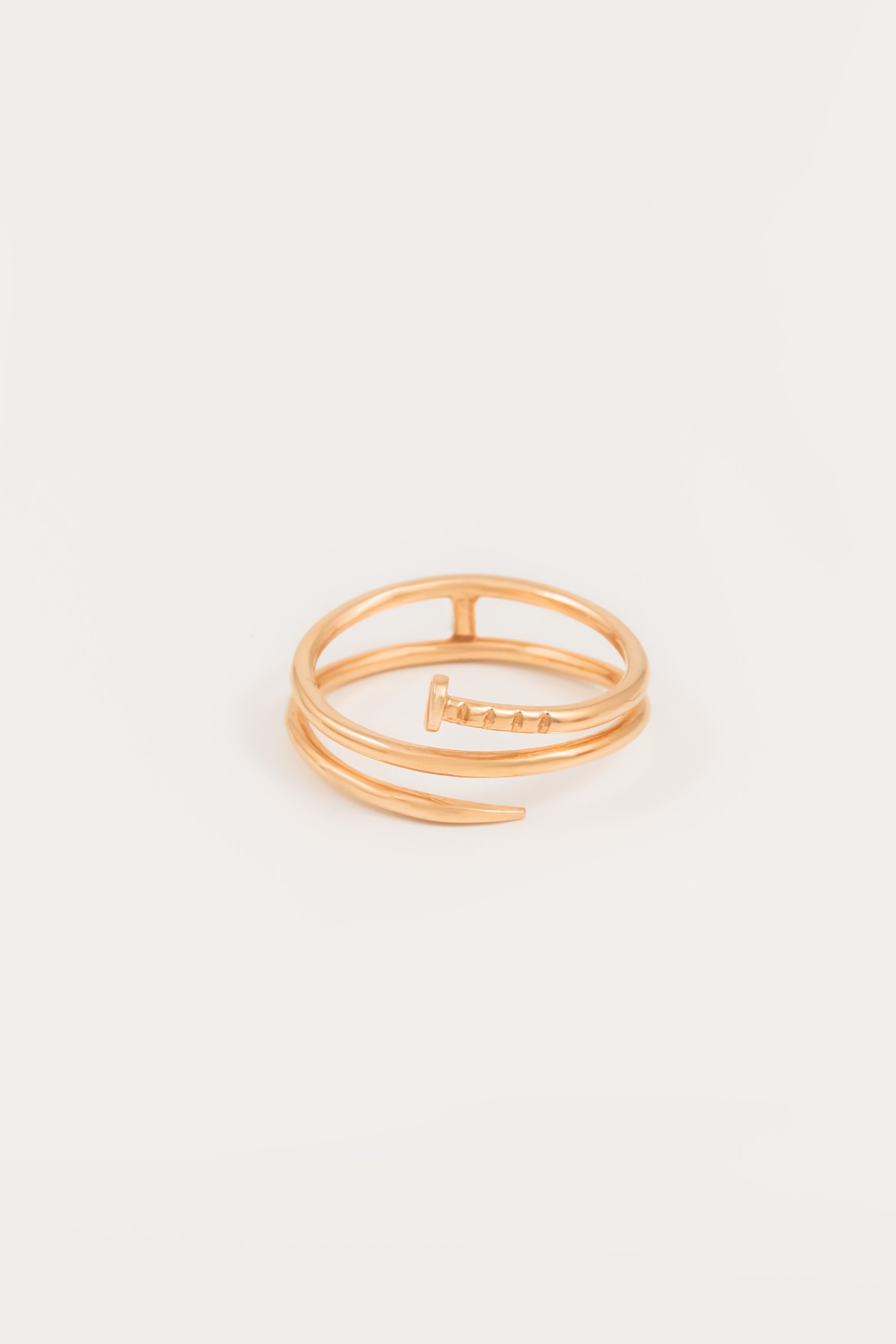 14K Gold Nail Spiral Ring