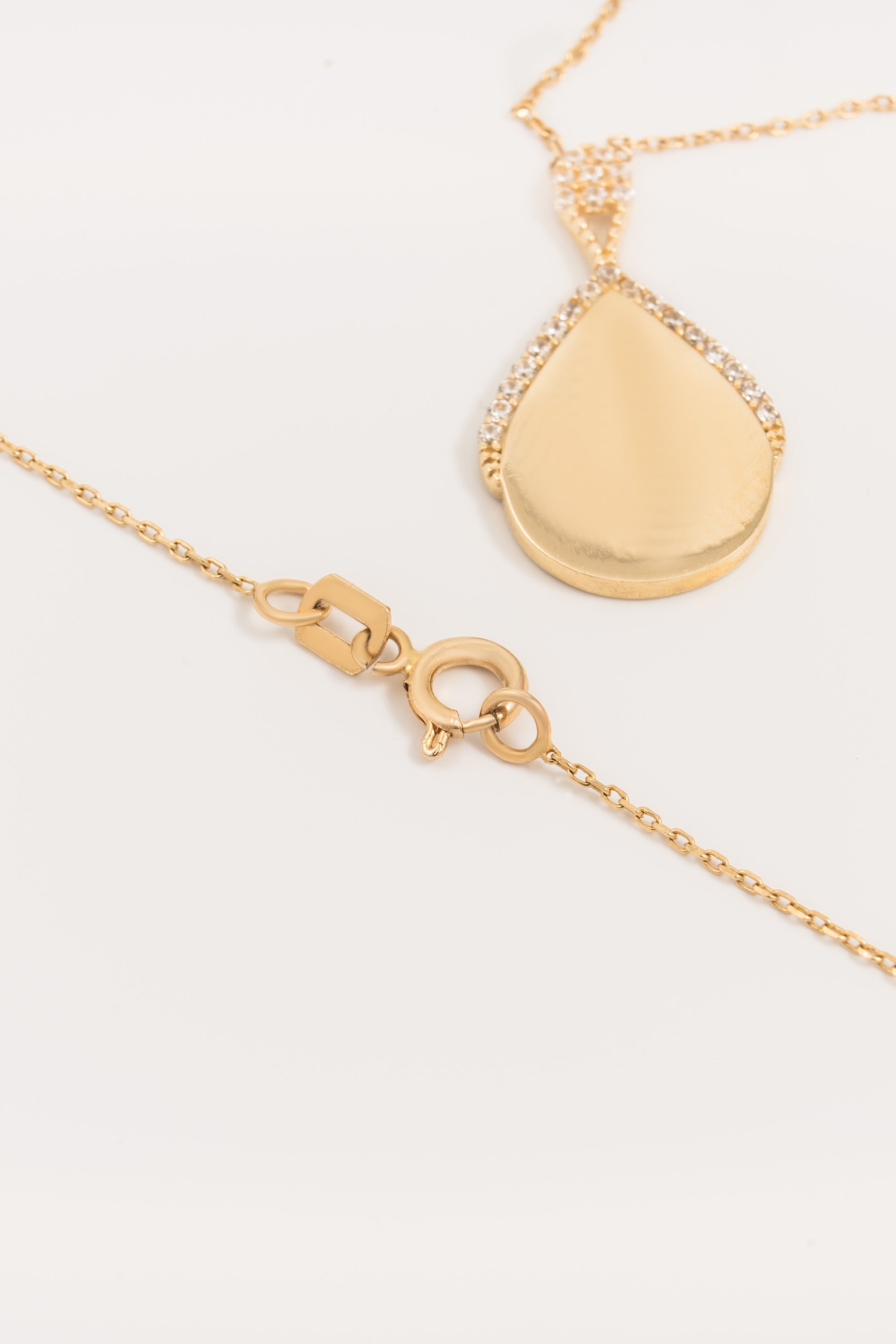 14K Gold Teardrop Zirconia Necklace