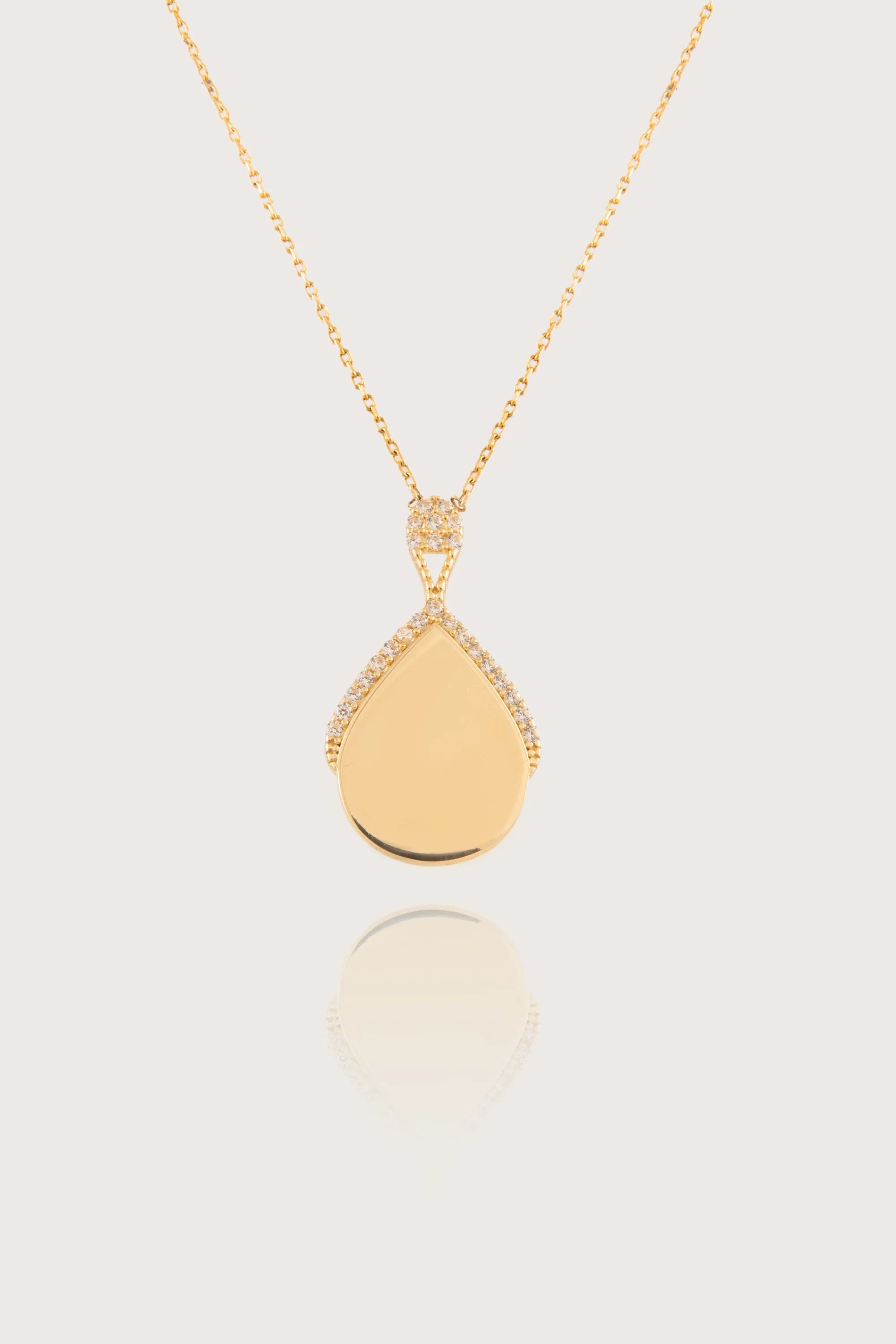 14K Gold Teardrop Zirconia Necklace