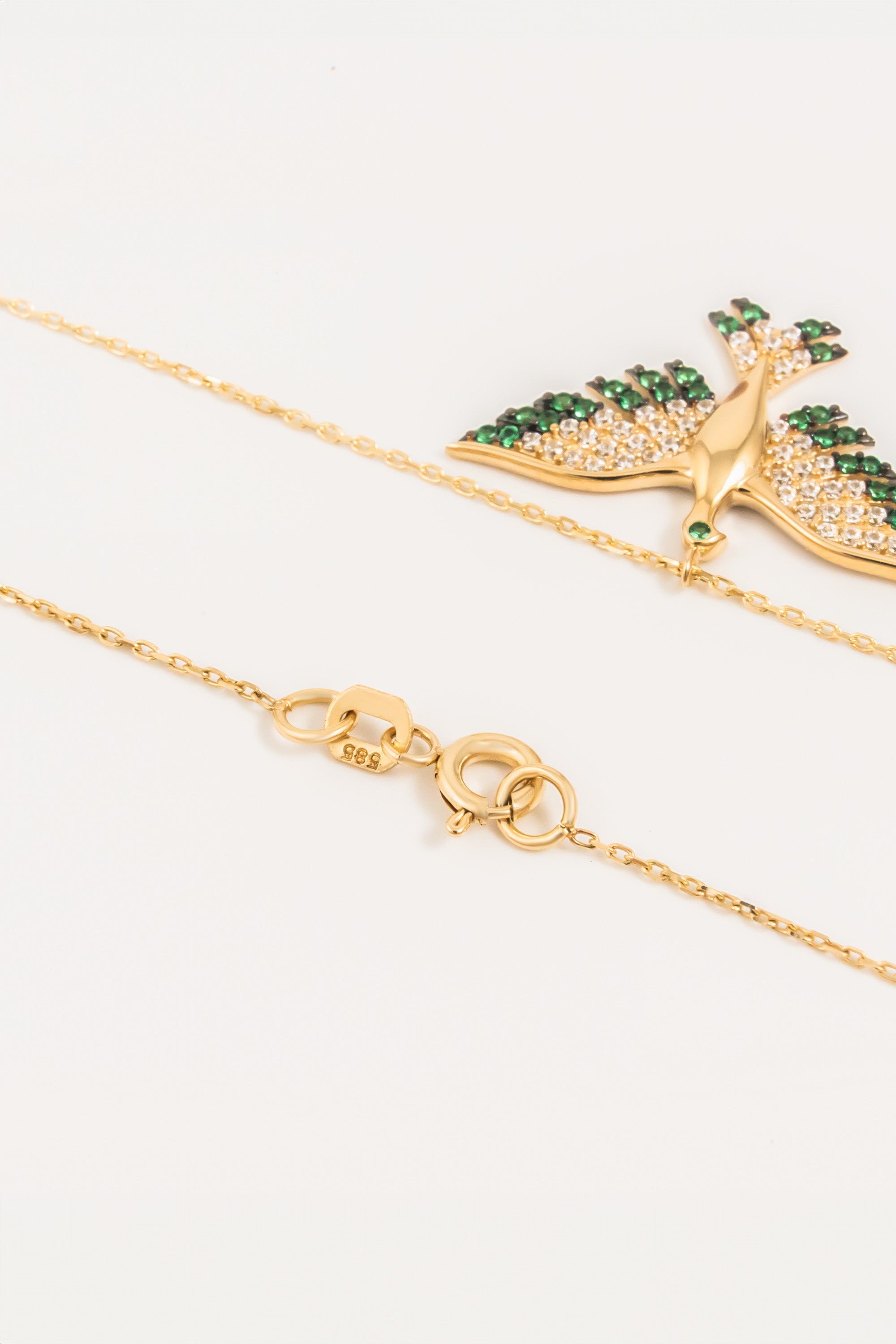 14K Gold Phoenix Bird Necklace