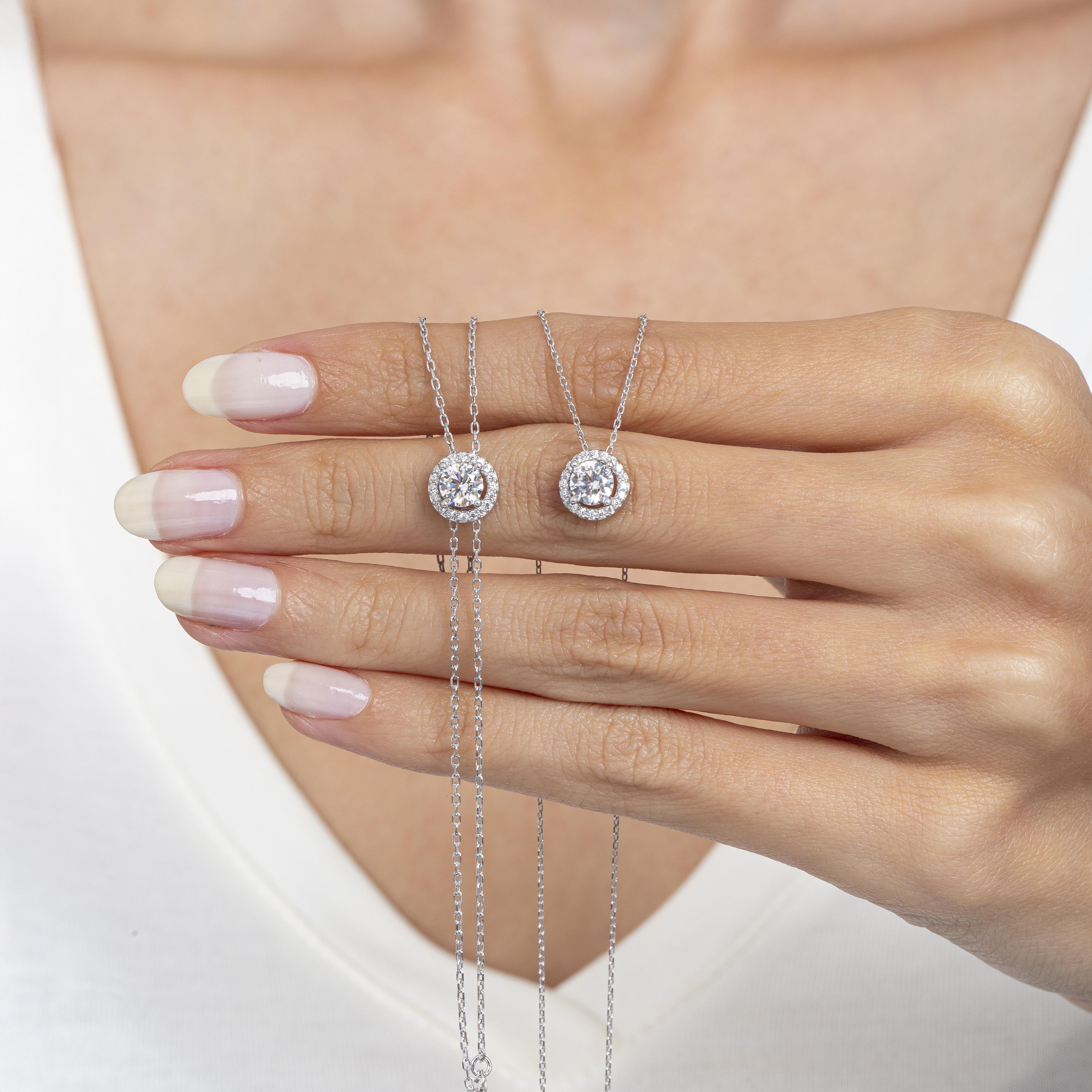 1.50 Carat Zirconia Solitaire Silver Double Set