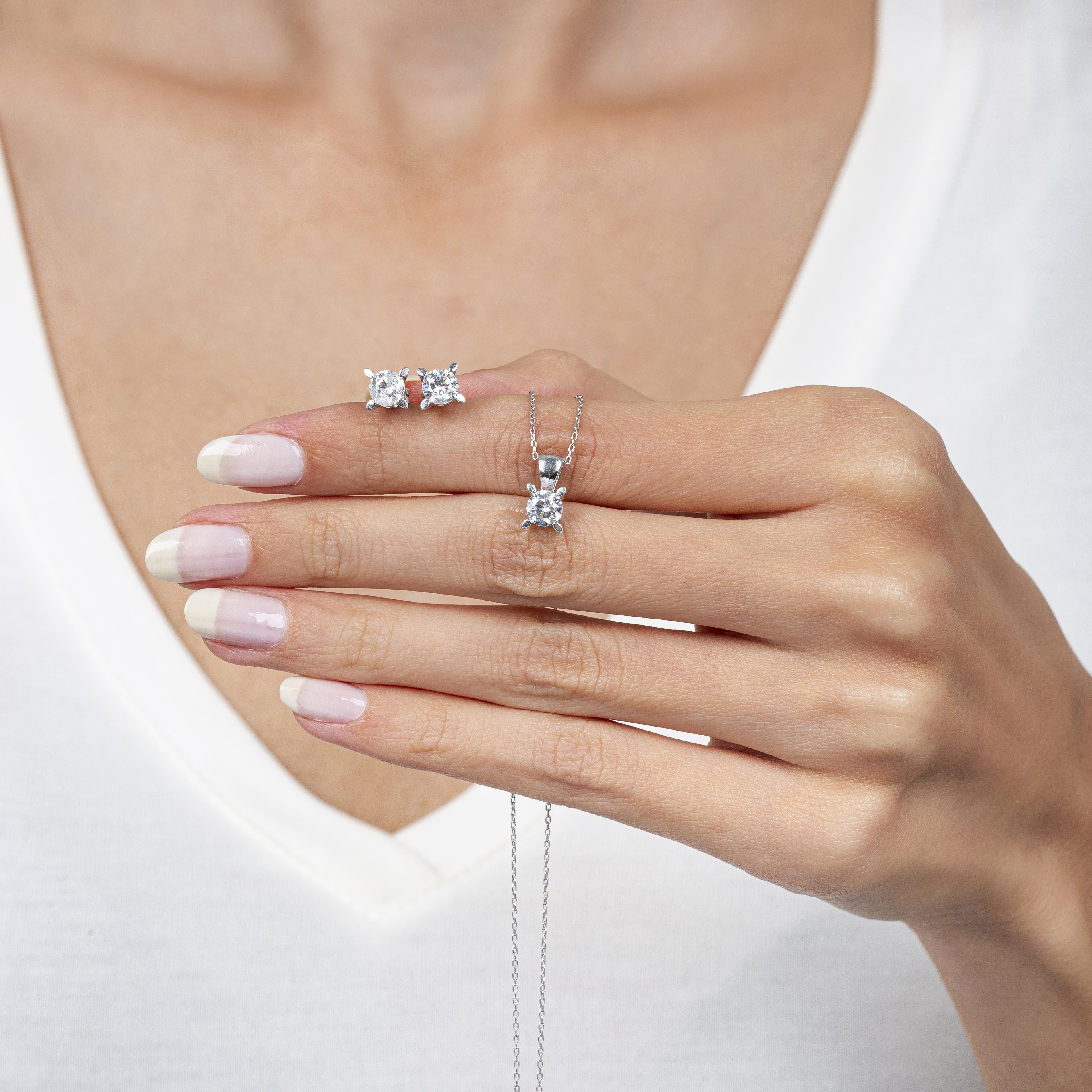 1.50 Carat Sterling Silver Zirconia Marquise Cut Solitaire Jewelry Set