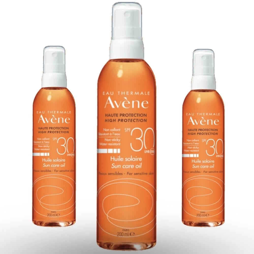 Avène Huile Solaire Sun Care Oil Spf 30 200 ml / 6.8 fl oz Tanning Oil (3-Pack)