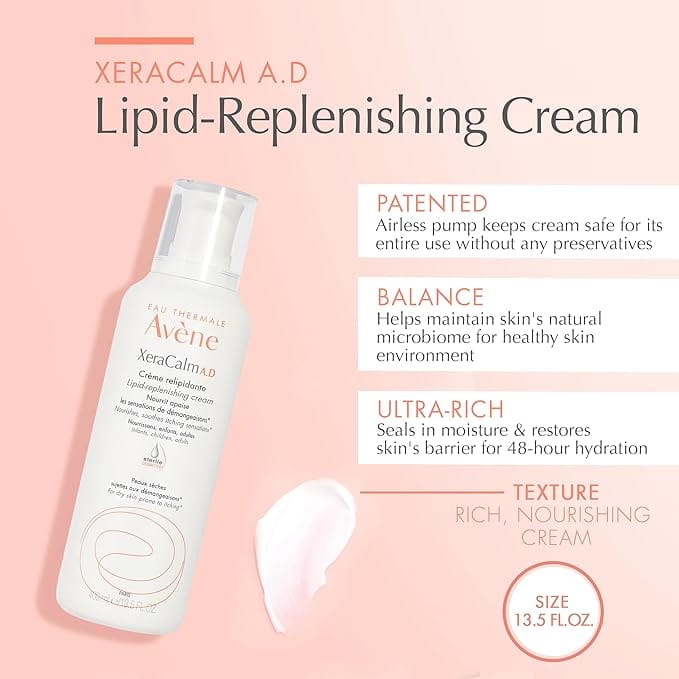Avène XeraCalm AD Cream Moisturizing Cream 400 ml / 14 fl oz (2-Pack)