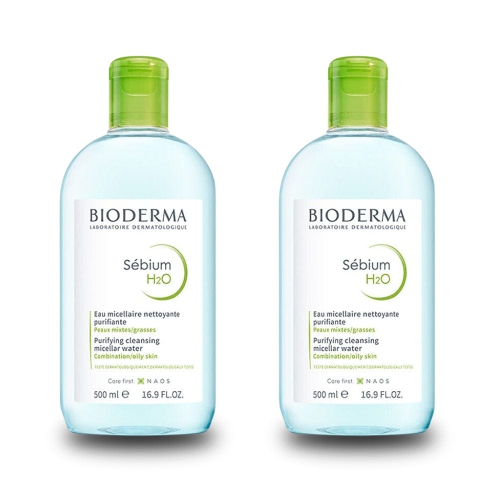 Bioderma Sebium H2O Face and Makeup Cleansing Water 500 ml / 17 fl oz (2-Pack)