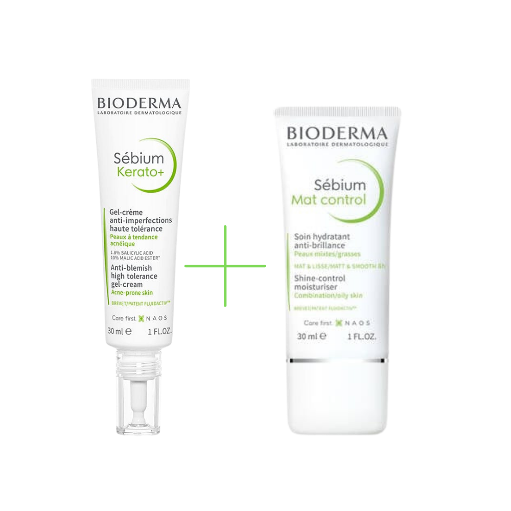 Bioderma Sebium Kerato+ Gel Cream for Acne Prone Skin 30 ml / 1 fl oz + Bioderma Sebium Mat Control 30 ml / 1 fl oz