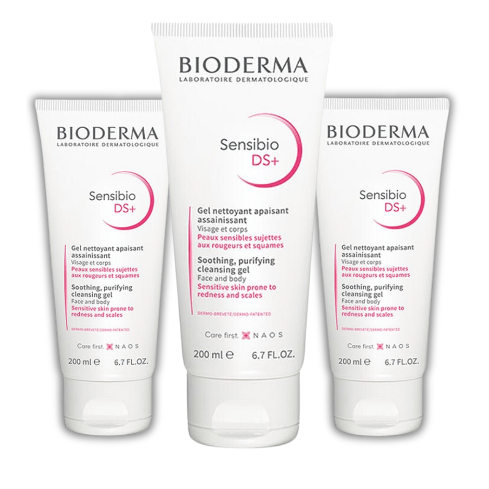 Bioderma Sensibio DS+ Foaming Skin Cleansing Gel 200 ml / 6.8 fl oz (3-Pack)