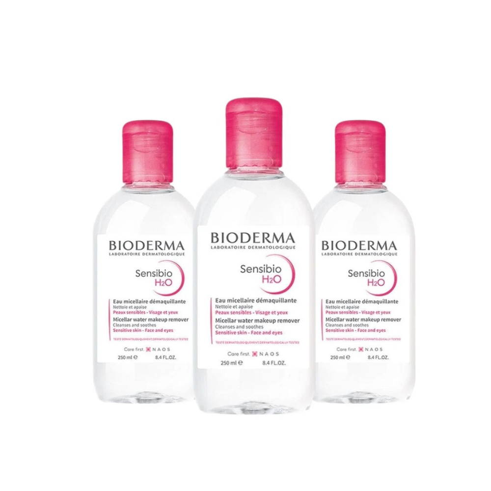 Bioderma Sensibio H2O Face and Make-up Cleansing Water 250 ml / 8.5 fl oz (3-Pack)