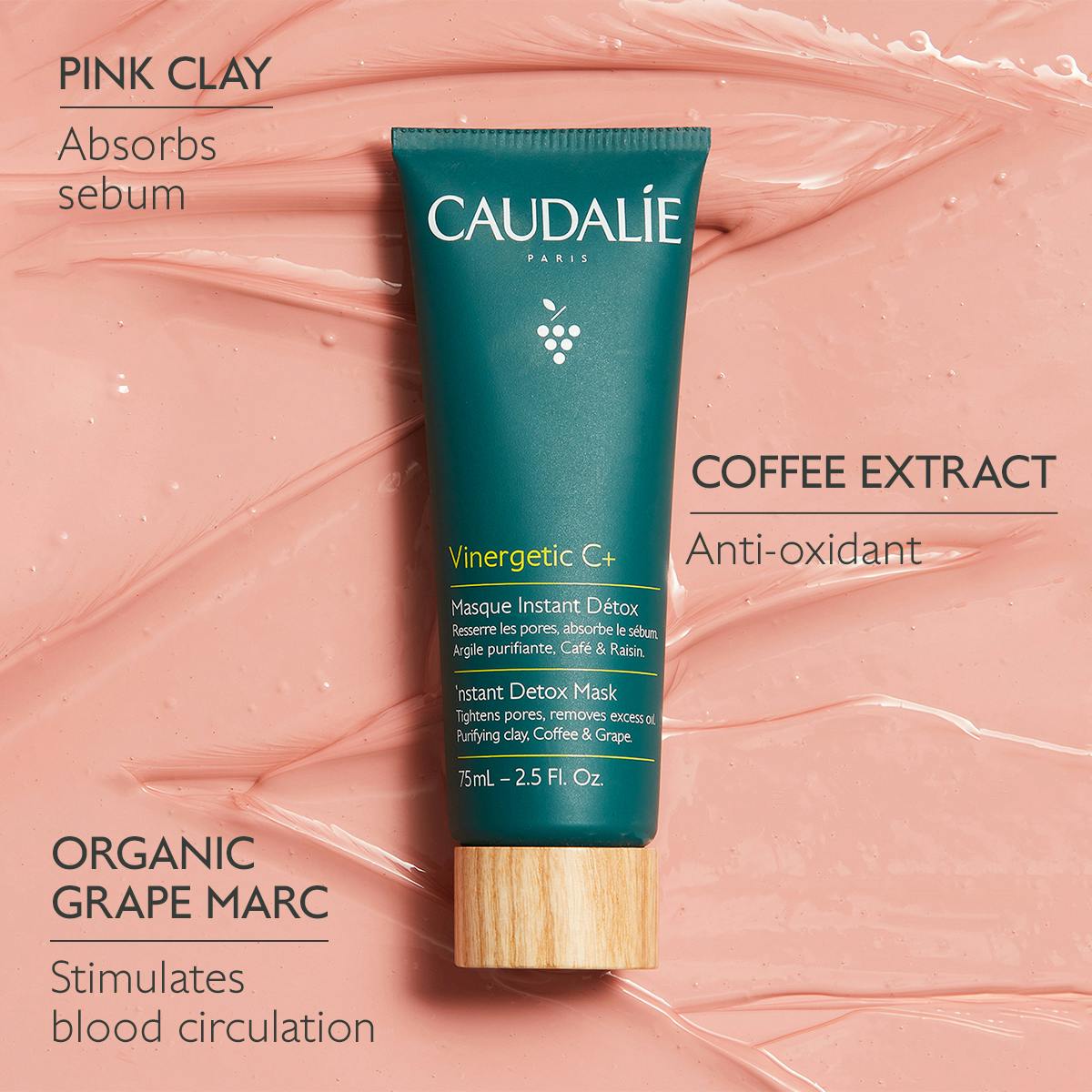 Caudalie Vinergetic C Instant Detox Mask 75 ml / 2.5 fl oz (4-Pack)