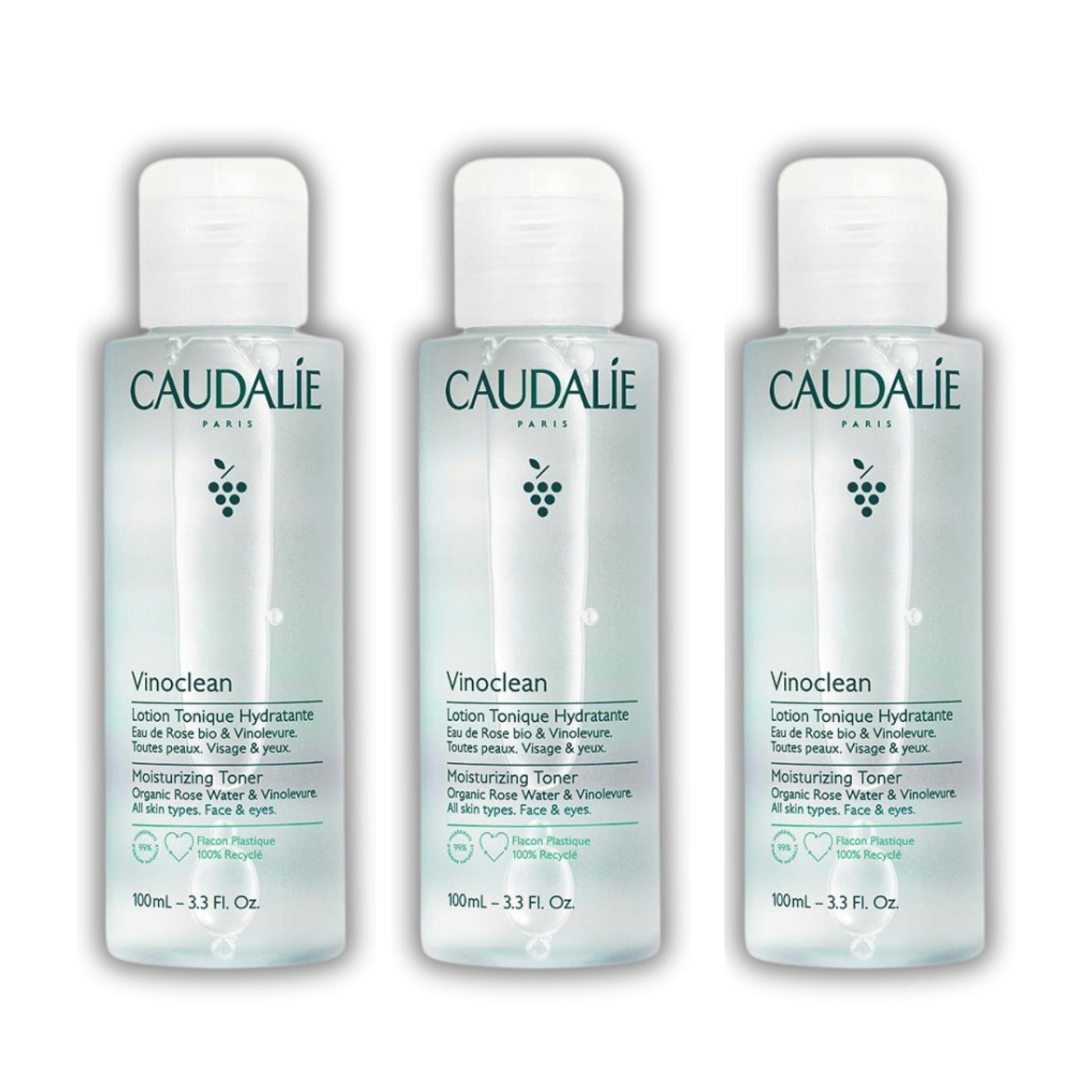 Caudalie Vinoclean Moisturizing Toner 100 ml / 3.4 fl oz (3-Pack)