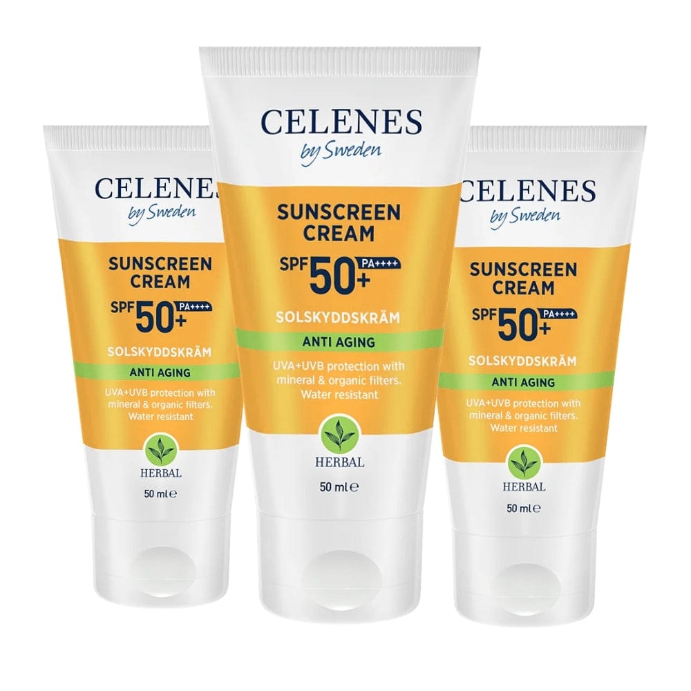 Celenes by Sweden Herbal Sunscreen Face Cream Spf Anti Aging 50 Spf 50 ml / 1.7 fl oz (3-Pack)
