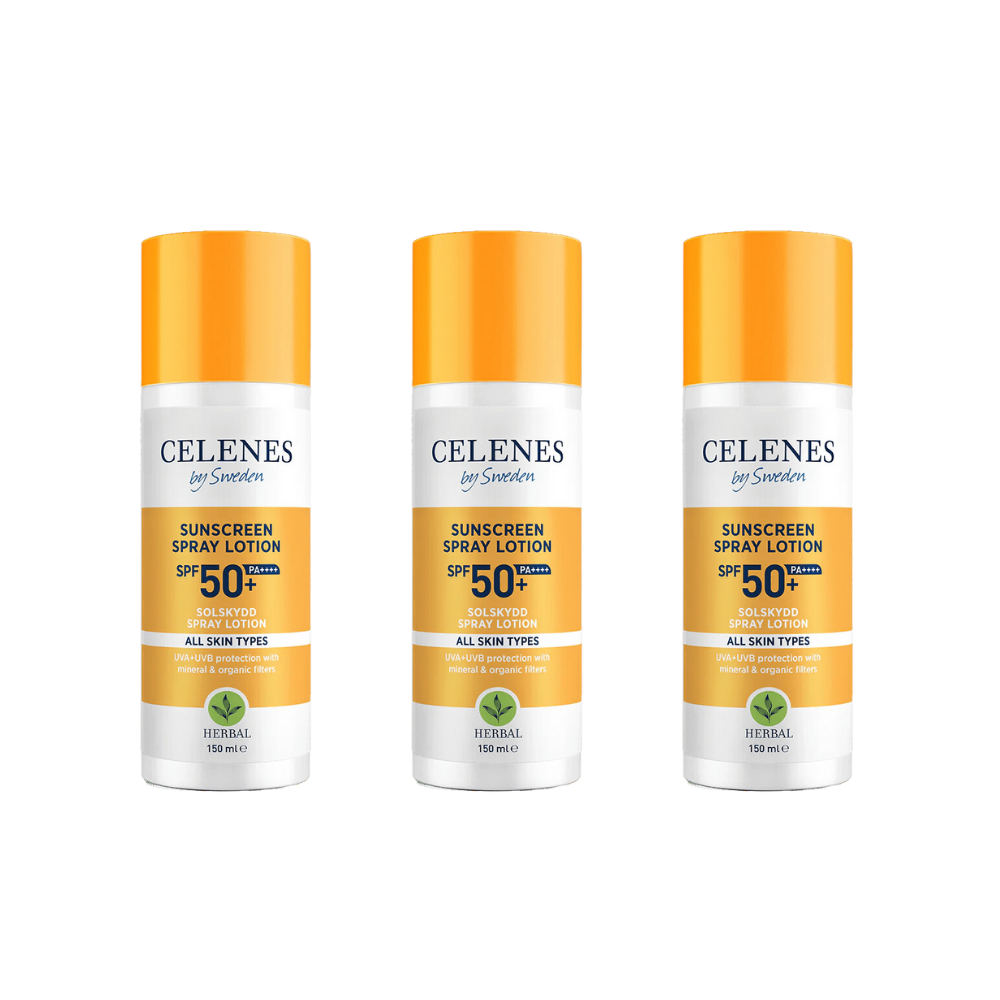 Celenes by Sweden Herbal Sunscreen Spray Lotion 50 Spf 150 ml / 5 fl oz (3-Pack)