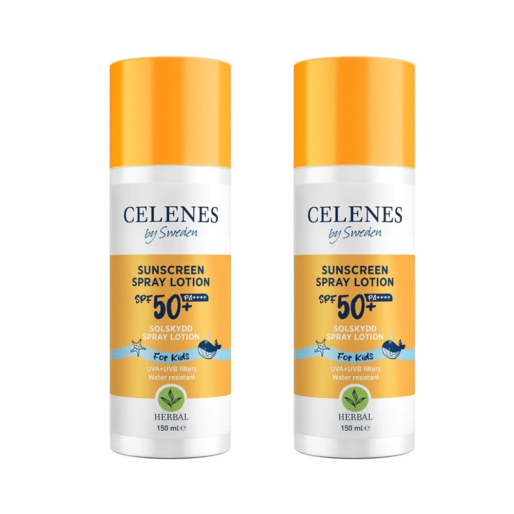 Celenes by Sweden Herbal Sunscreen Spray Lotion for Kids 50 Spf 150 ml / 5 fl oz (2-Pack)