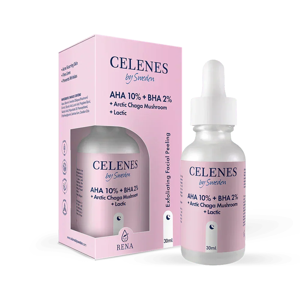 Celenes by Sweden Rena AHA 10% + BHA 2% + Arctic Chaga Mushroom + Lactic 30 ml / 1 fl oz