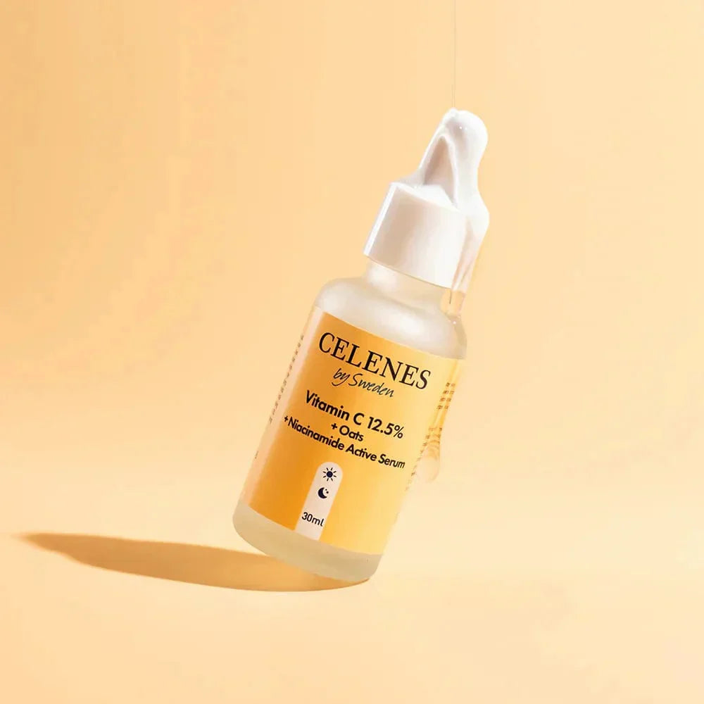 Celenes by Sweden Rena Vitamin C 12.5% + Oats + Niacinamide Active Serum 30 ml / 1 fl oz (2-Pack)