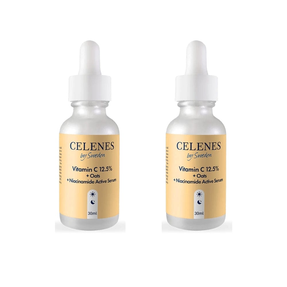 Celenes by Sweden Rena Vitamin C 12.5% + Oats + Niacinamide Active Serum 30 ml / 1 fl oz (2-Pack)