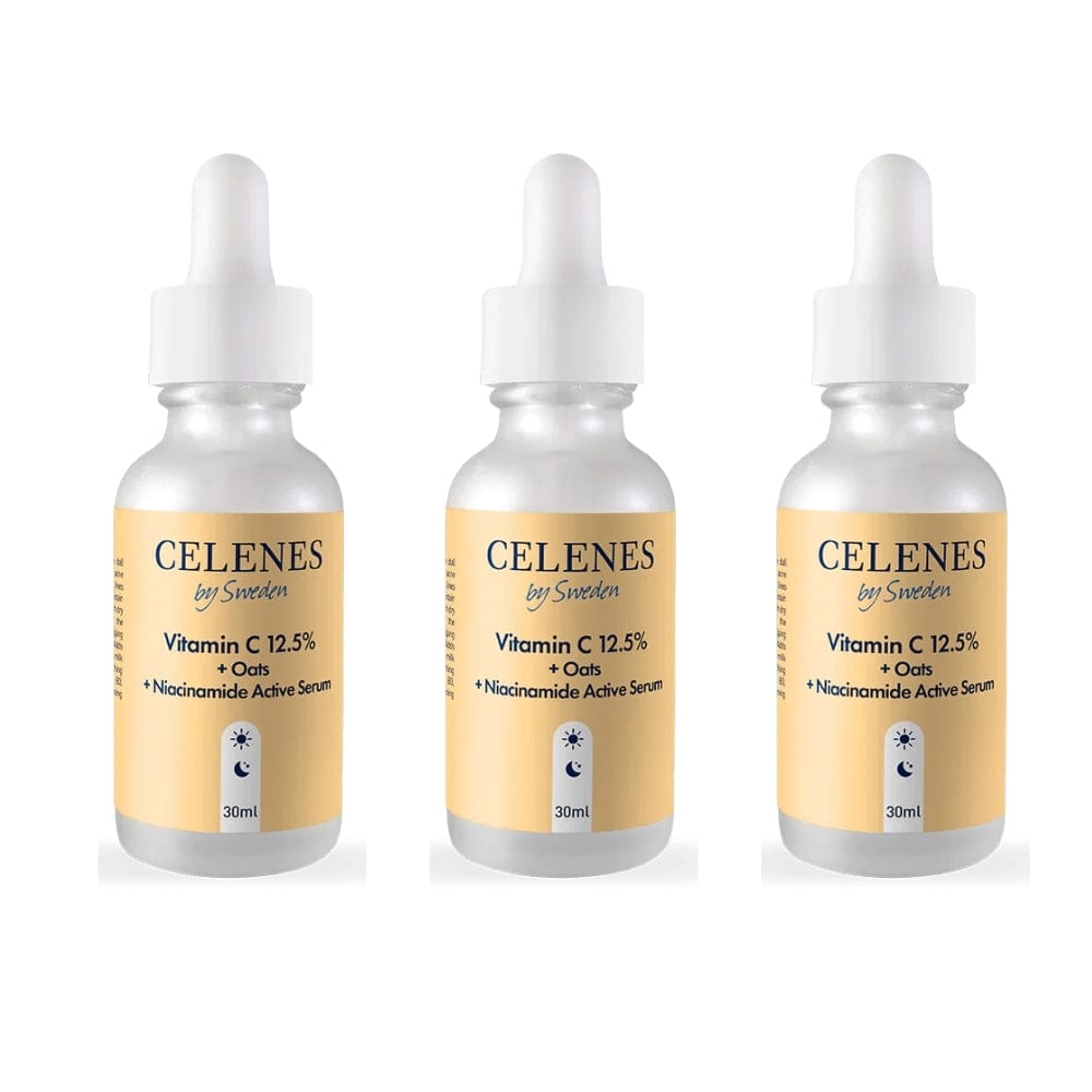 Celenes by Sweden Rena Vitamin C 12.5% + Oats + Niacinamide Active Serum 30 ml / 1 fl oz (3-Pack)