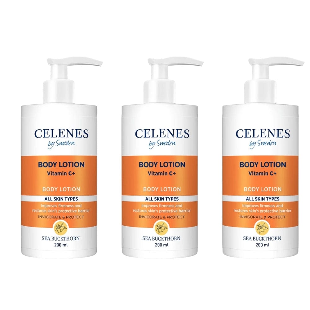 Celenes by Sweden Sea Buckthorn Body Lotion 200 ml / 6.8 fl oz (3-Pack)