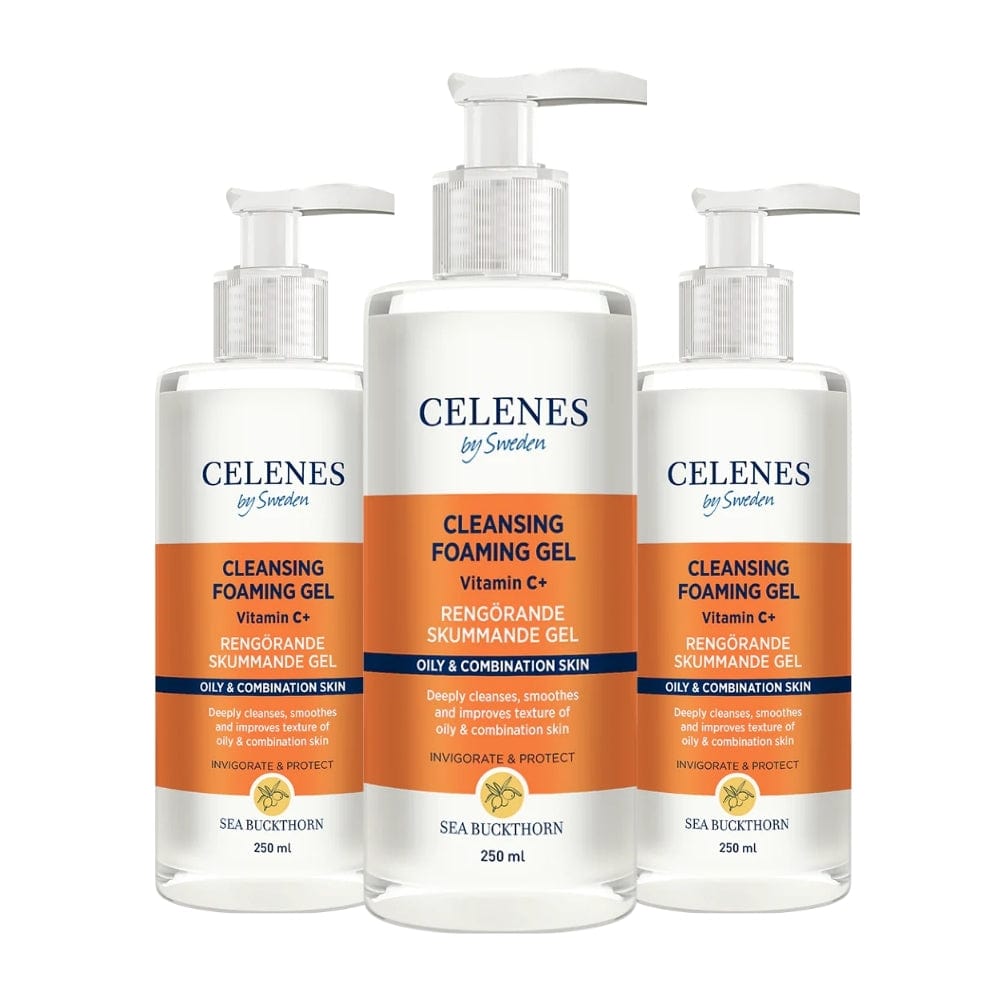 Celenes by Sweden Sea Buckthorn Cleansing Foaming Gel 250 ml / 8.5 fl oz (3-Pack)