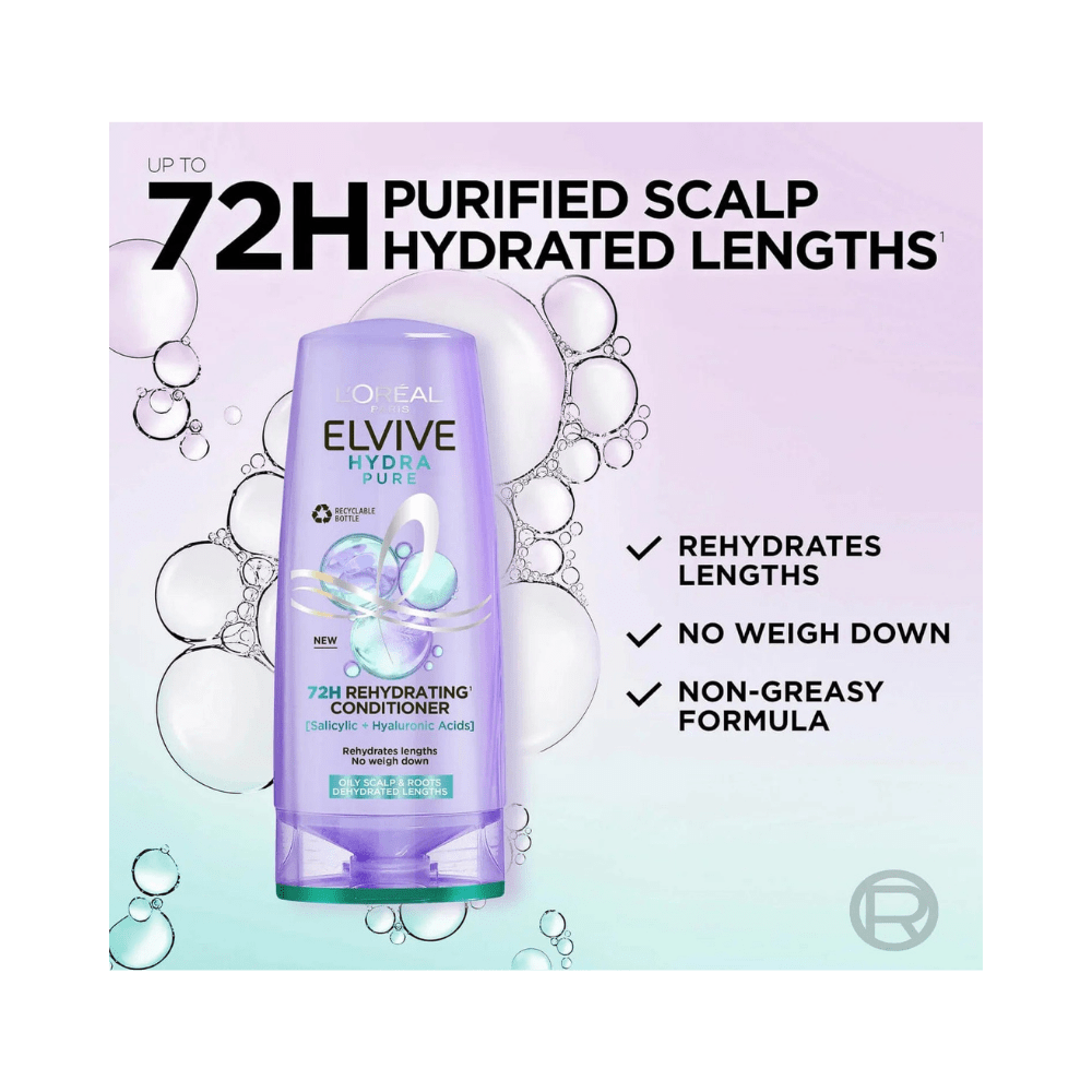 L'Oréal Elseve Hydra [Hyaluronic] Pure Salicylic Acid Anti-Oil Purifying Conditioner 250 ml / 8.5 fl oz