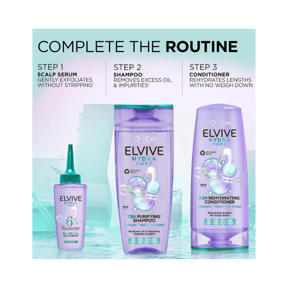 L'Oréal Elseve Hydra[Hyaluronic] Pure Salicylic Acid Containing Anti-Oily Peeling Scalp Serum 102 ml / 3.4 fl oz