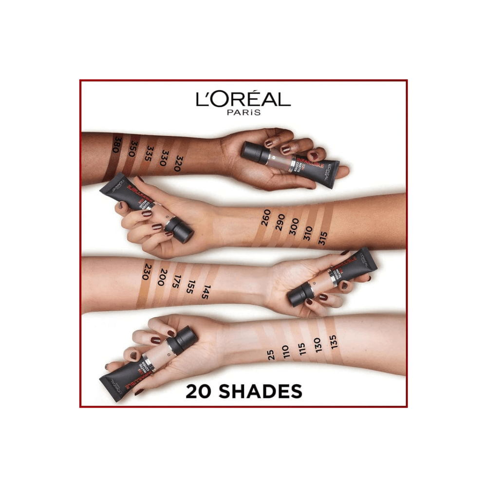 Matte foundation in a 30 ml tube, promising 32-hour wear, from L'Oreal Paris.