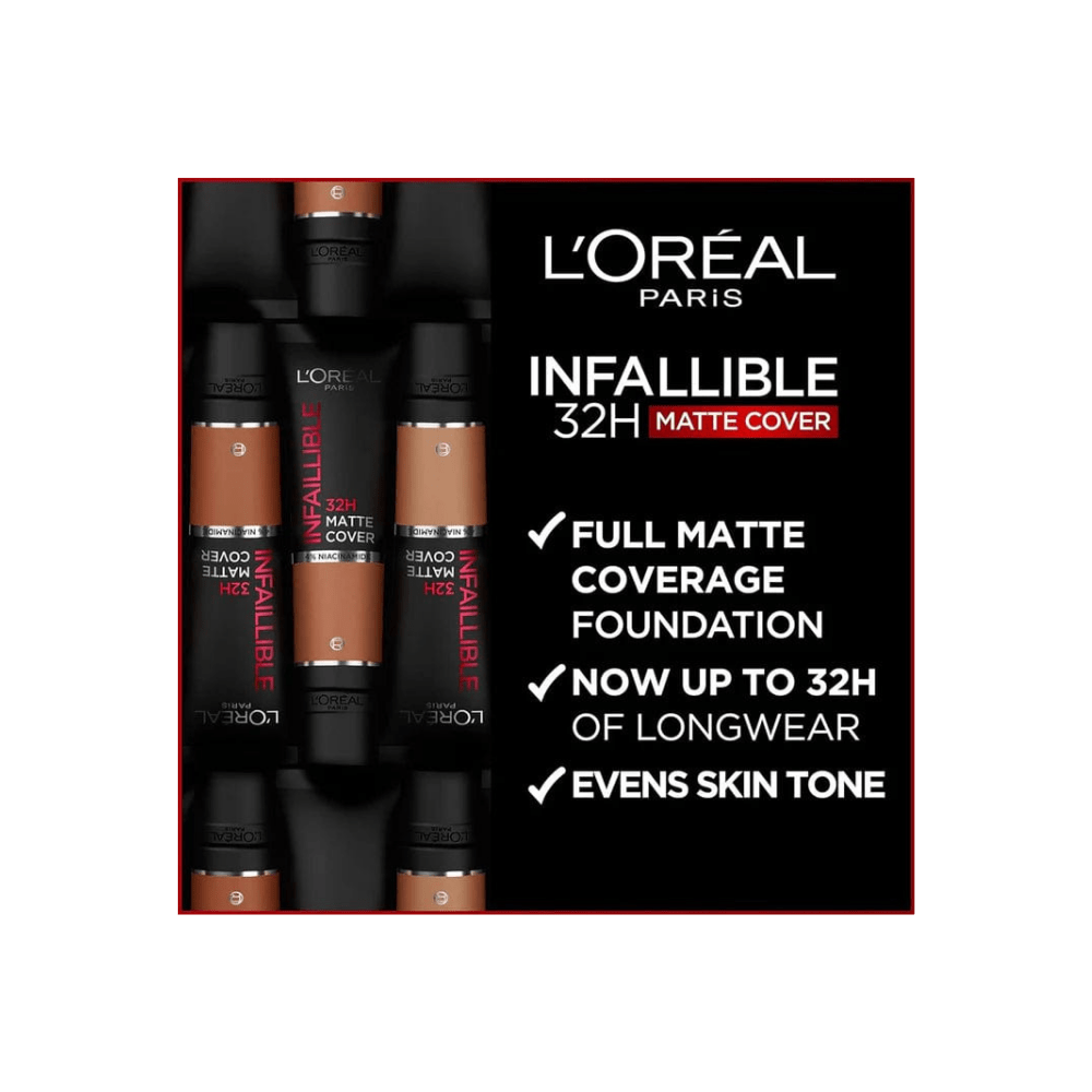 L'Oreal's 32-hour wear foundation in a sleek, portable tube with a cool undertone.