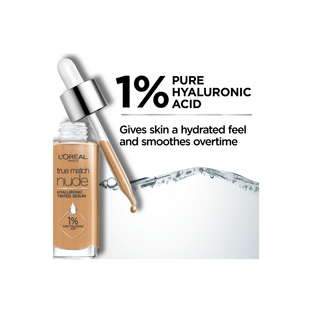 Minimalist glass packaging with a tint of beige liquid and a glossy dropper.
