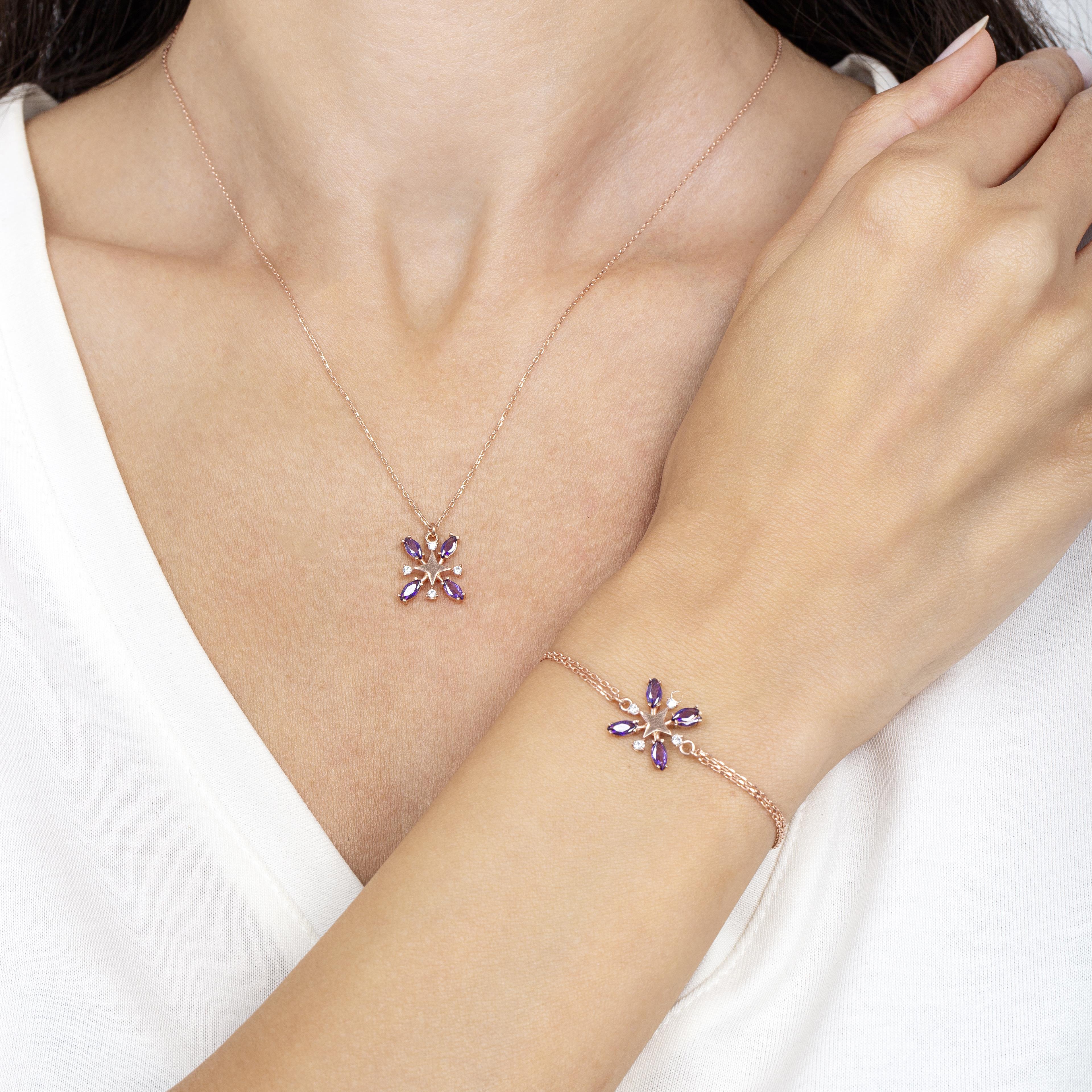 Amethyst Cosmic Star Rose Gold Duo Set