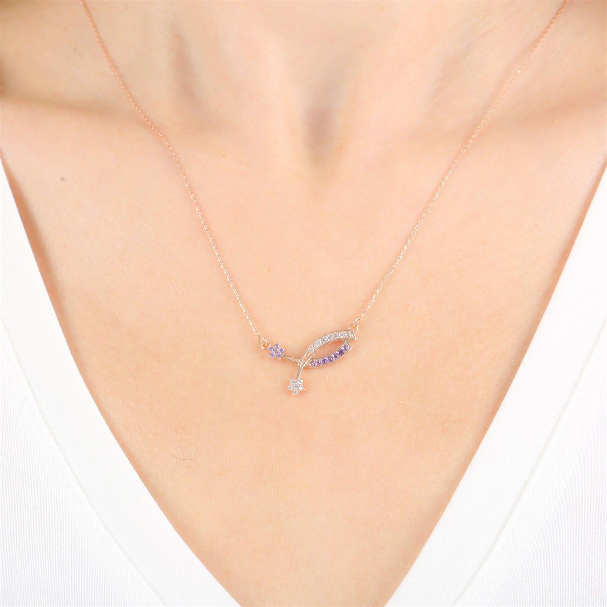 Amethyst Stone Star Rose Gold Plated Necklace
