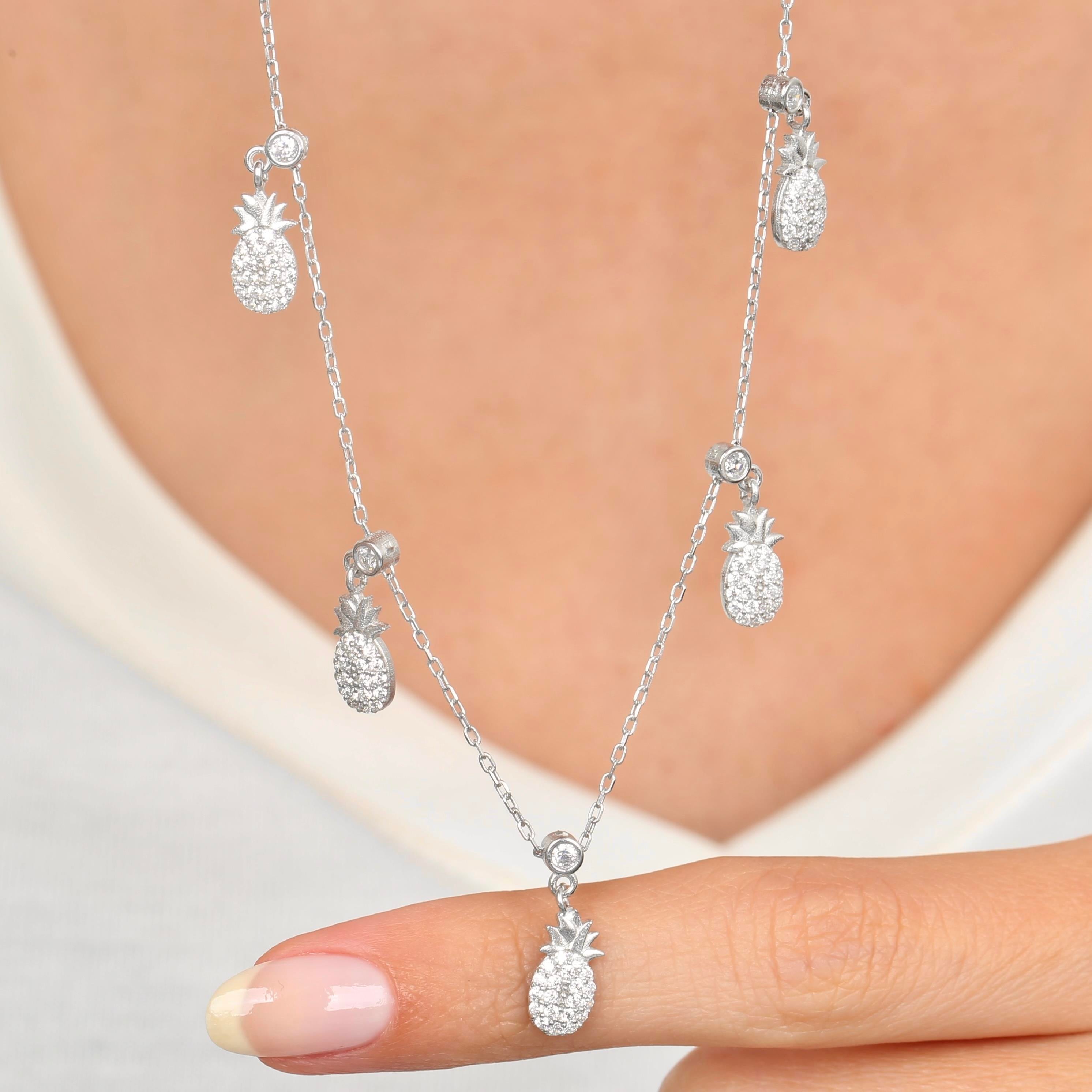Pineapple Basket Luck Choker Silver Necklace