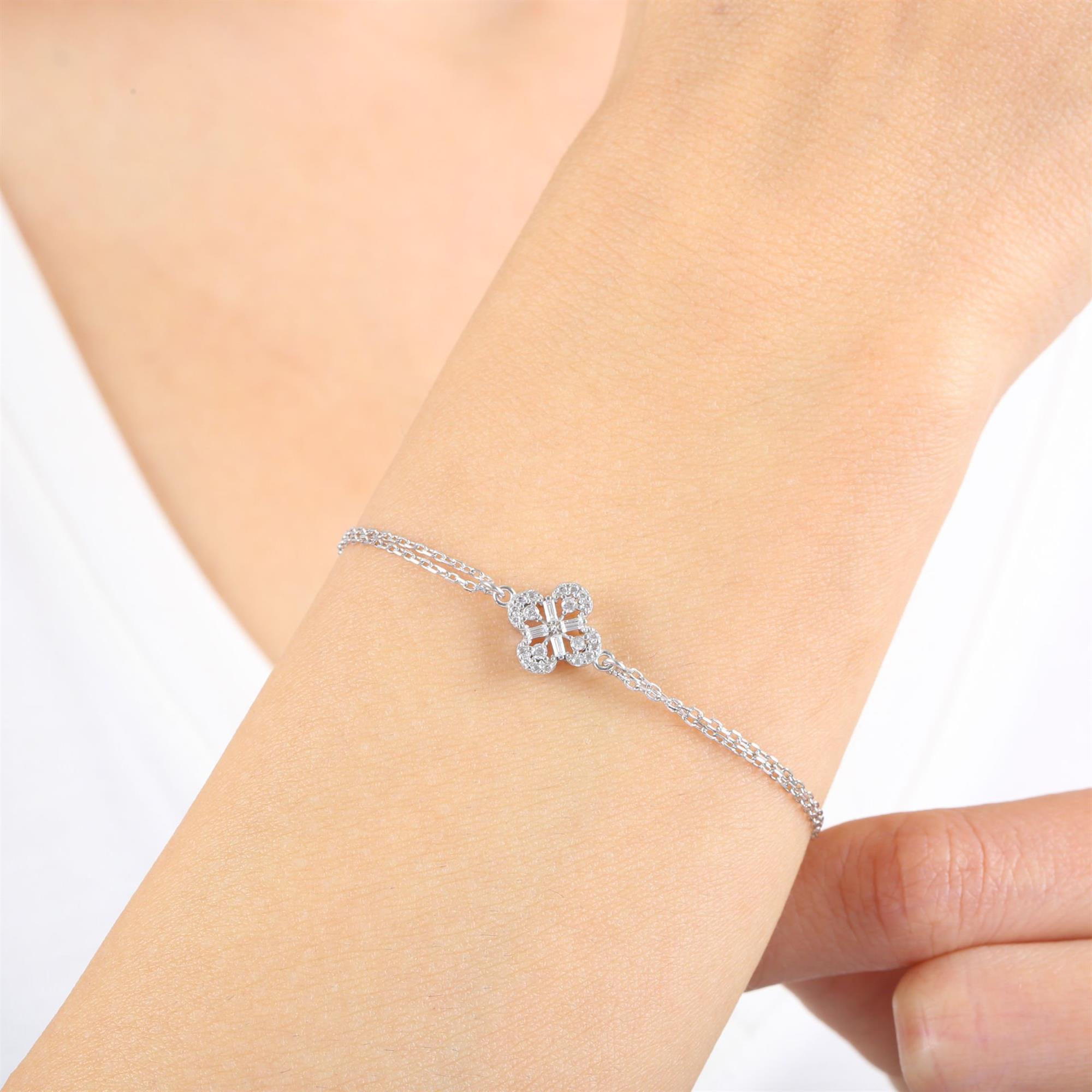Baguette Flower Silver Bracelet