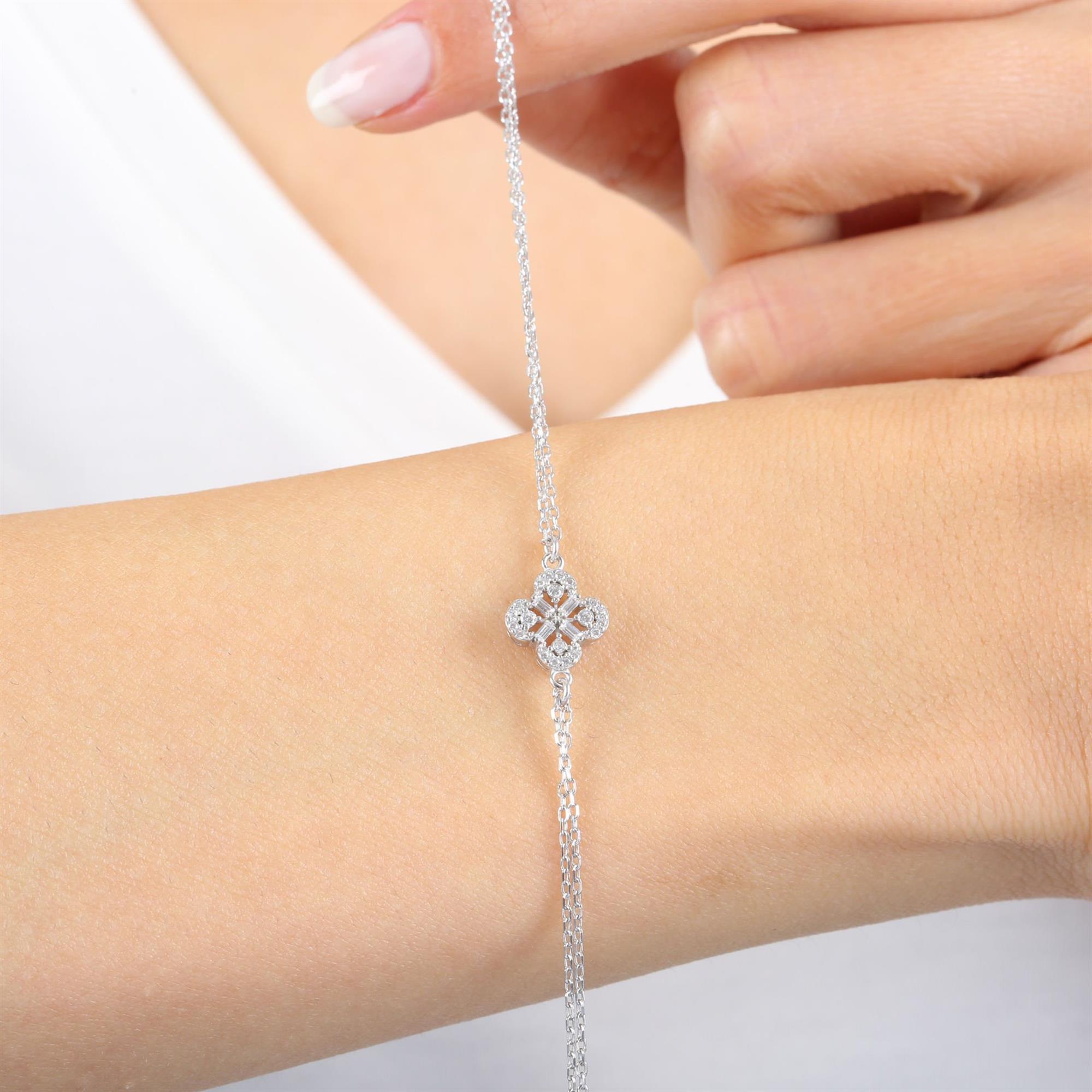 Baguette Flower Silver Bracelet