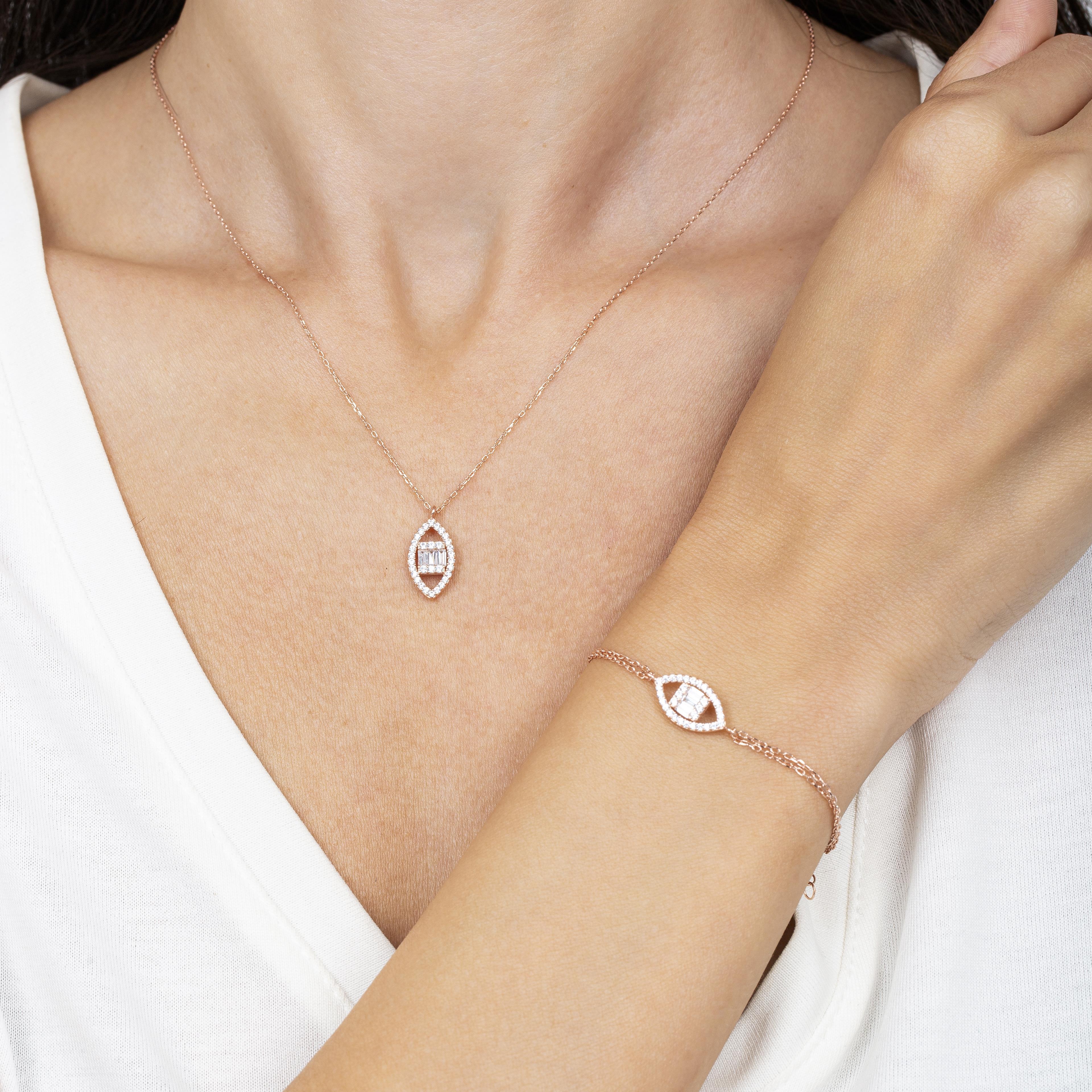 Baguette Marquise Rose Gold Necklace & Bracelet Set
