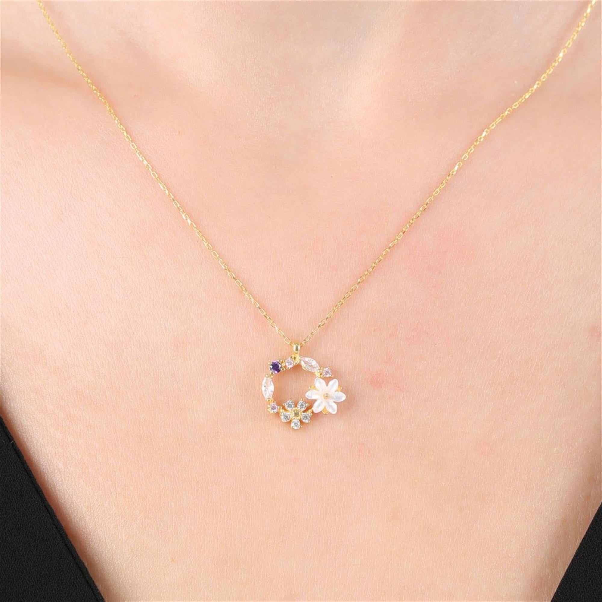 Spring Garden Magnolia Flower Gold Plated Necklace