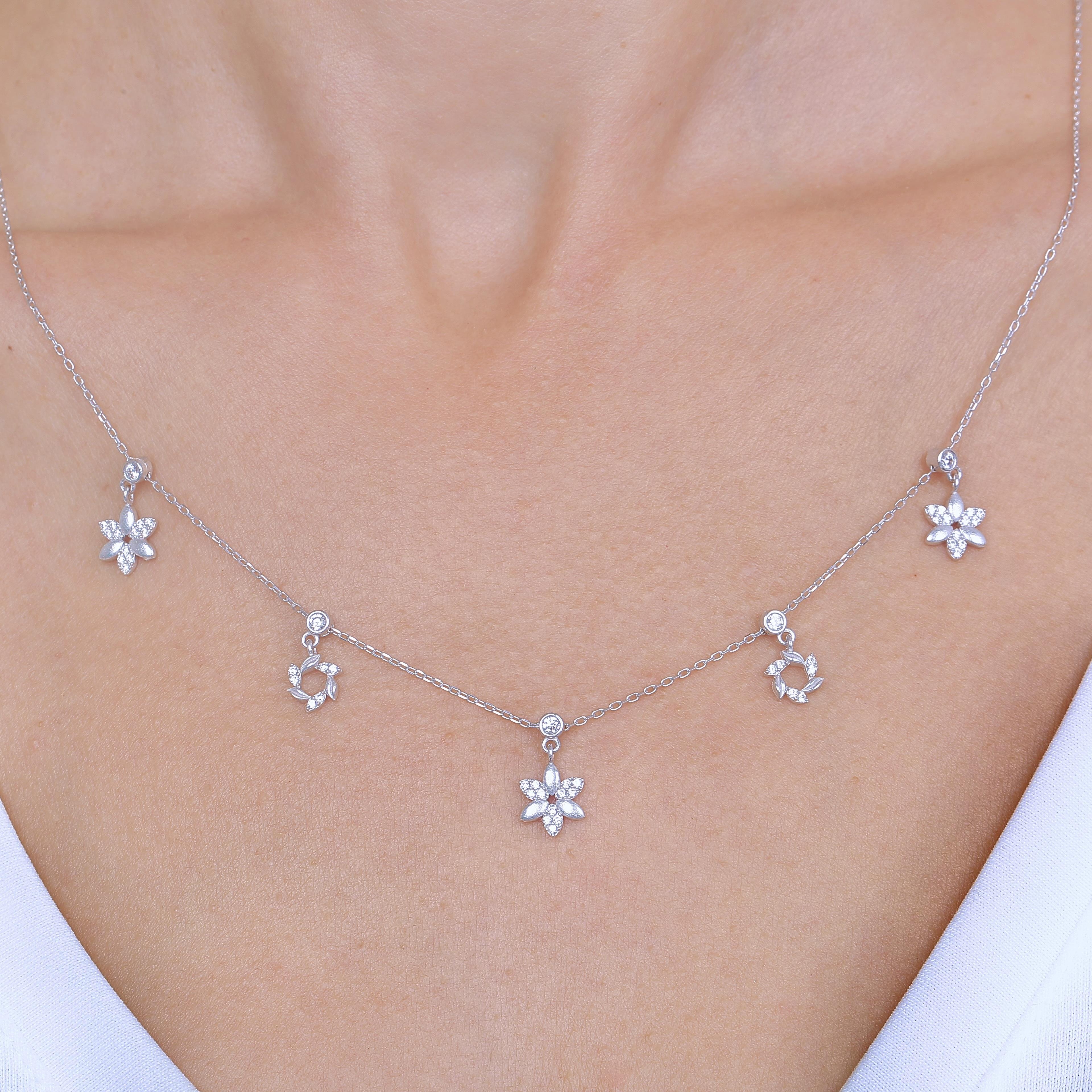 Spring Bouquet Choker Silver Luck Necklace