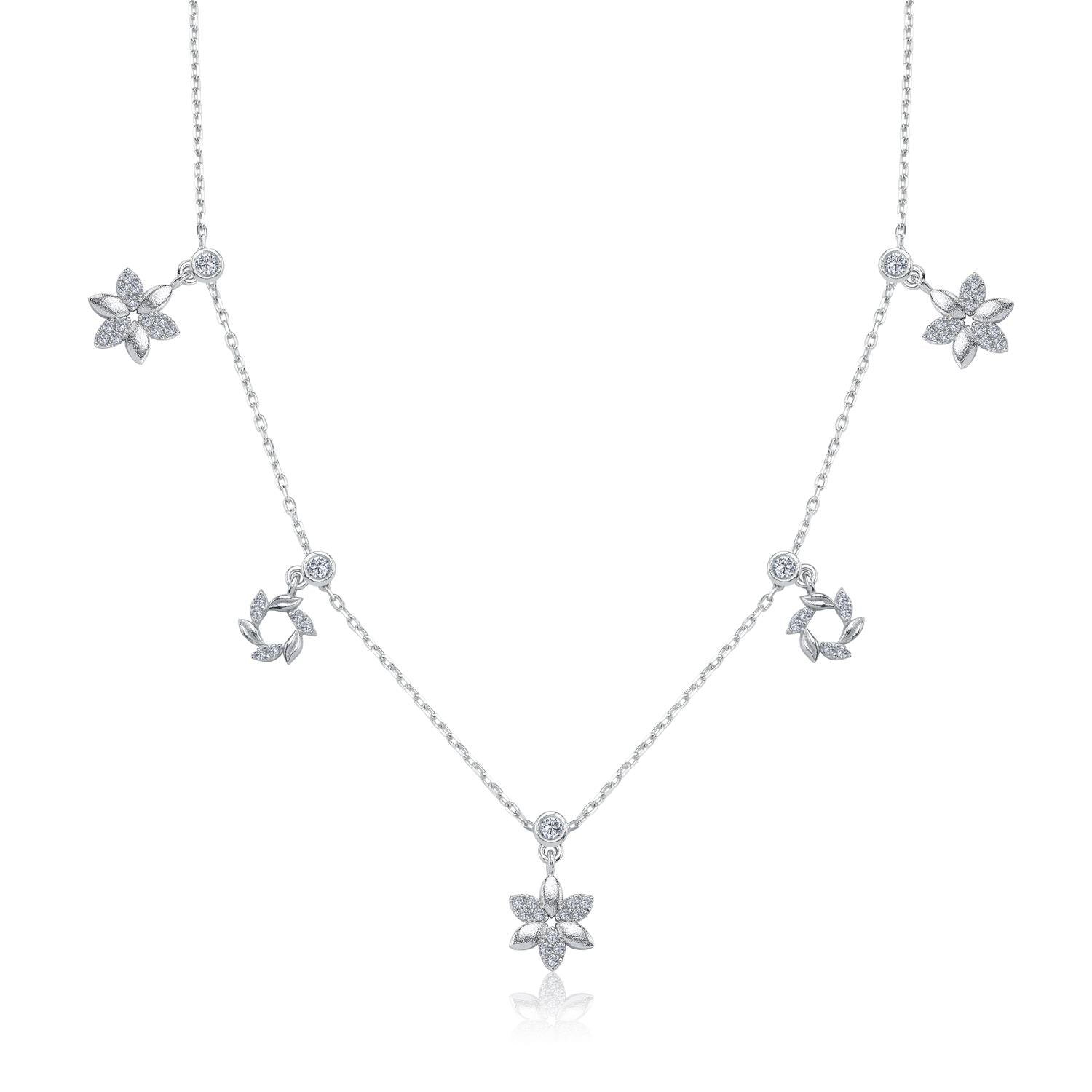 Spring Bouquet Choker Silver Luck Necklace