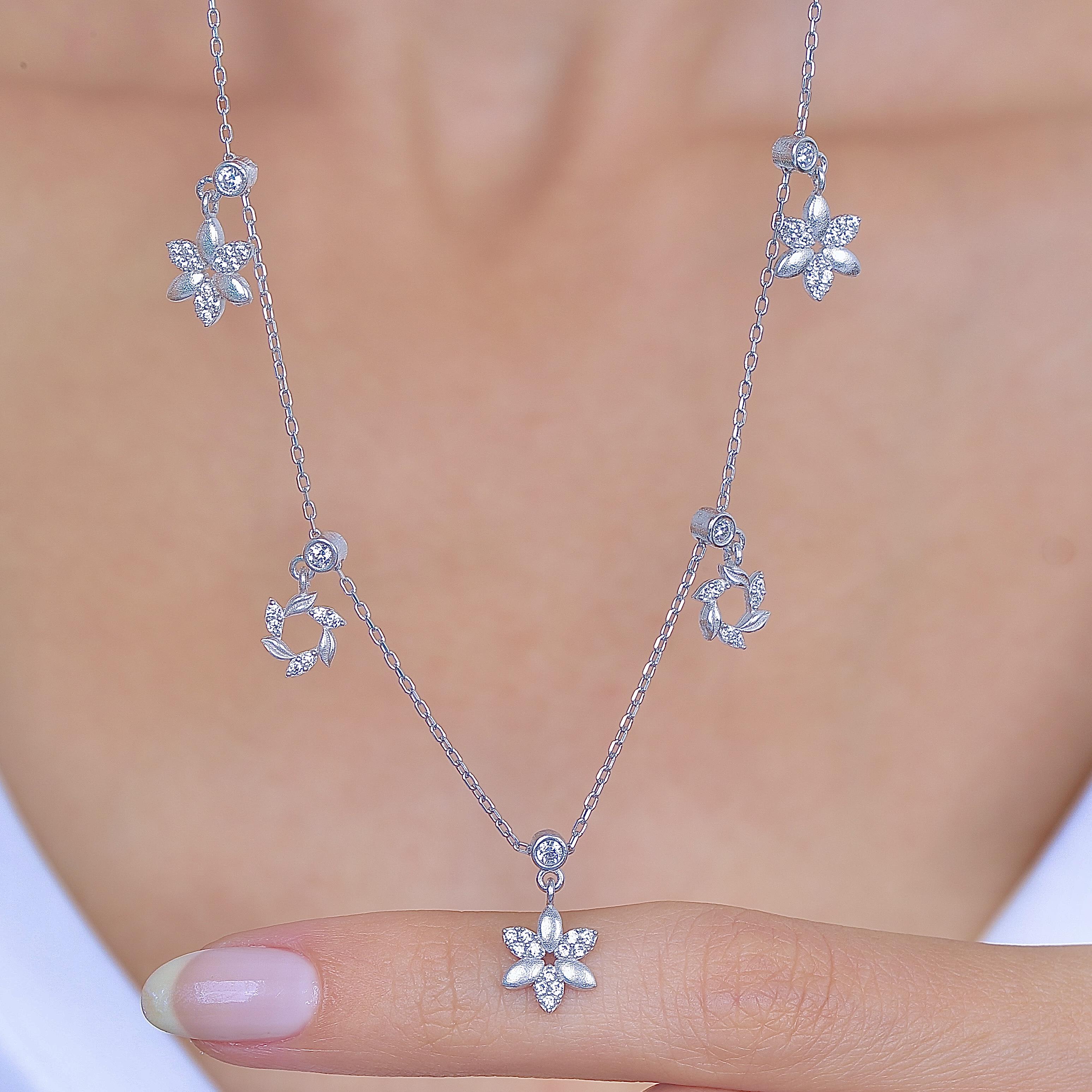 Spring Bouquet Choker Silver Luck Necklace