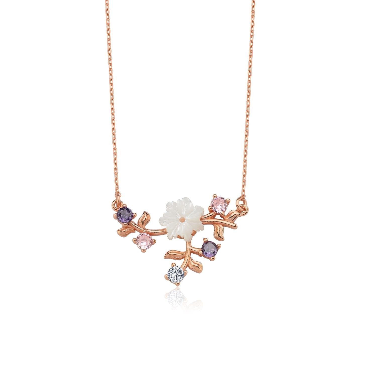 Dainty Spring Breeze Magnolia Flower Rose Gold Necklace