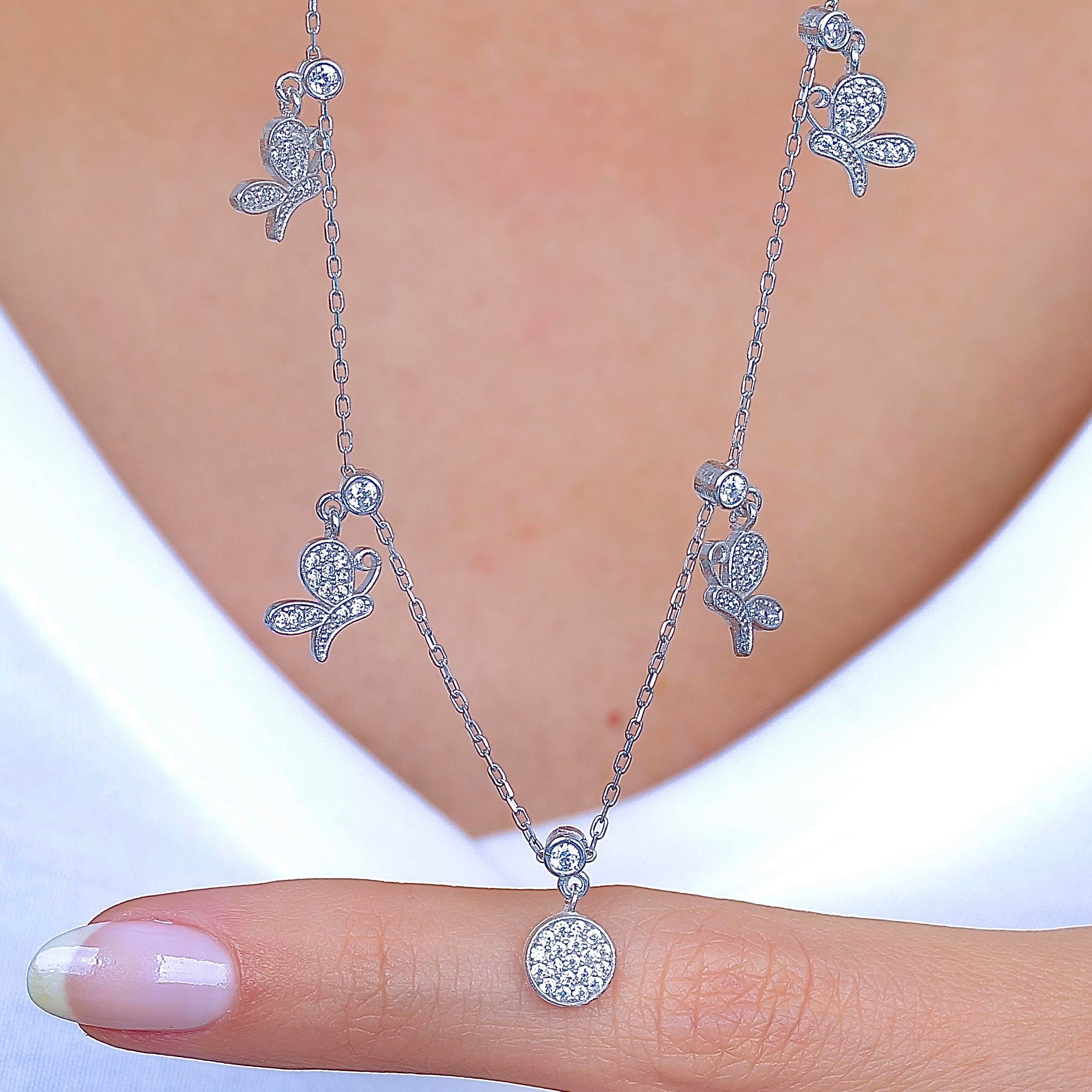 Spring Butterfly Choker 925 Silver Luck Necklace