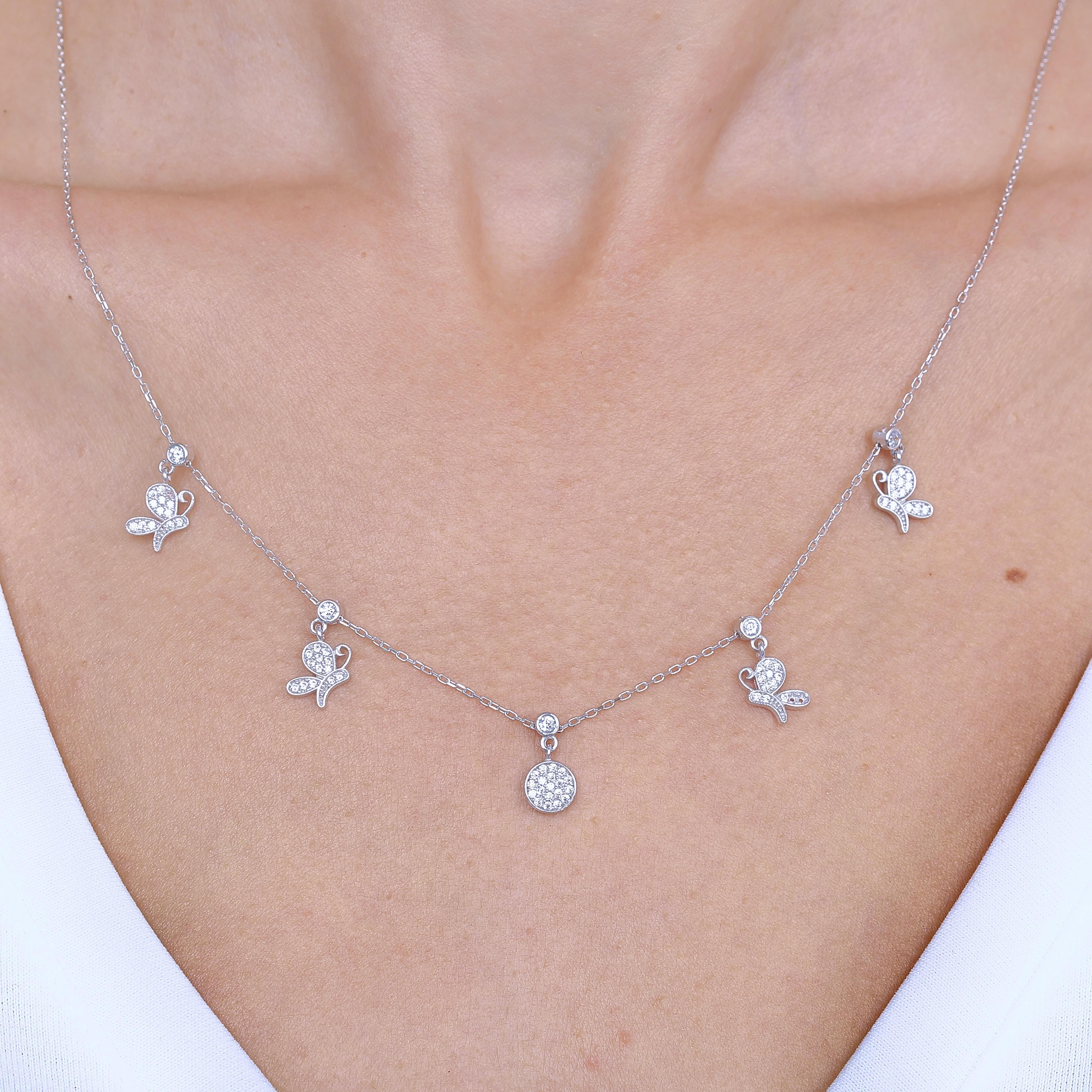 Spring Butterfly Choker 925 Silver Luck Necklace