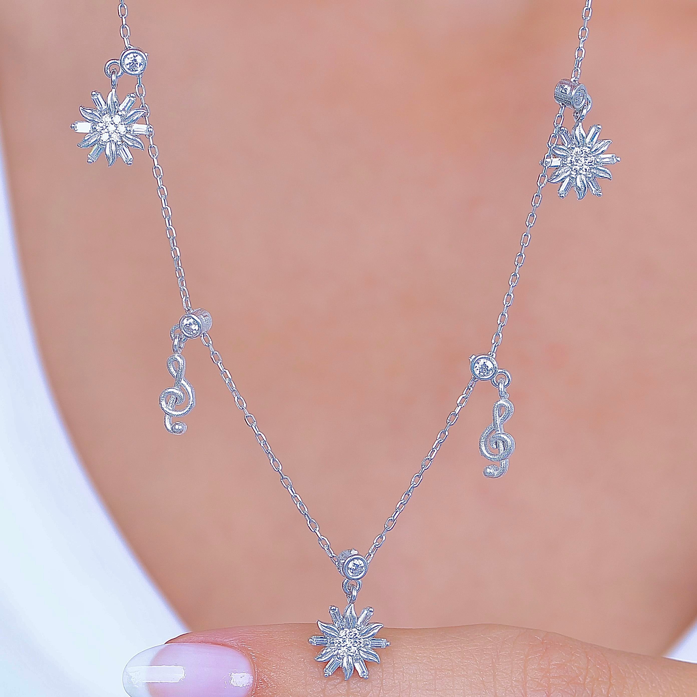 Melody of Nature Lucky Silver Choker Necklace