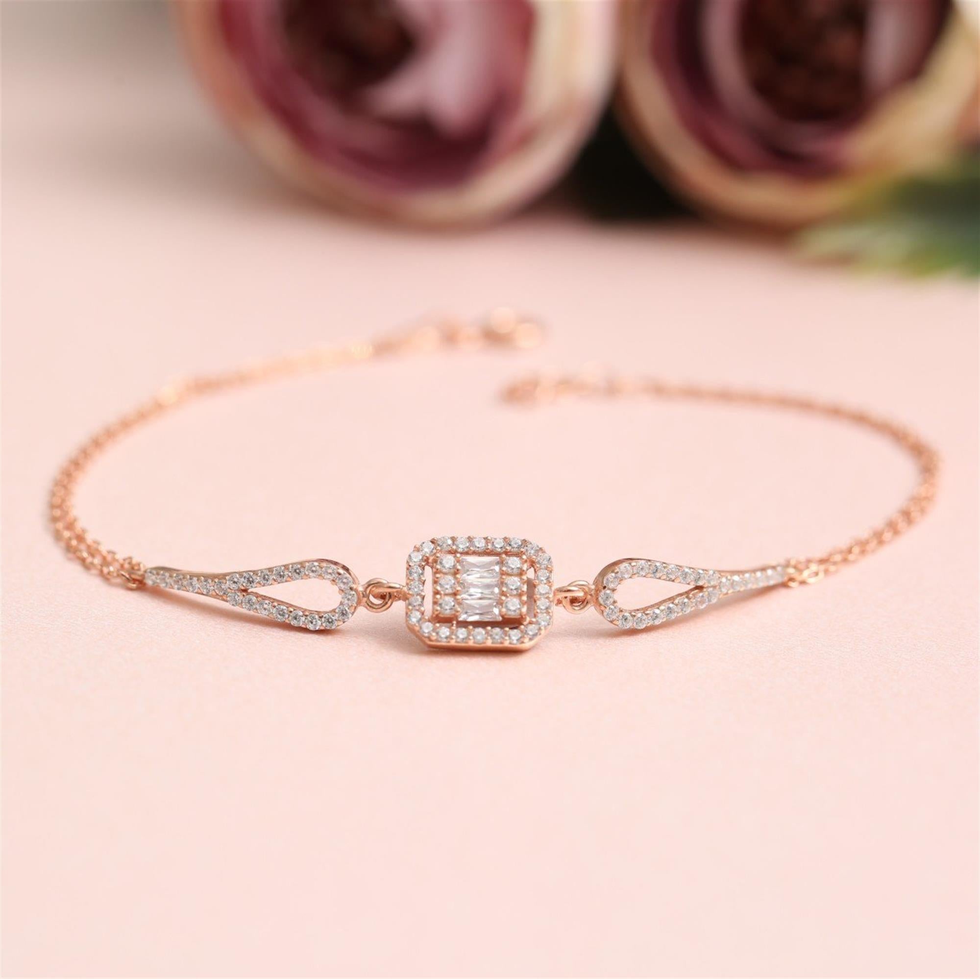 Rectangle Baguette Elegance Silver Bracelet