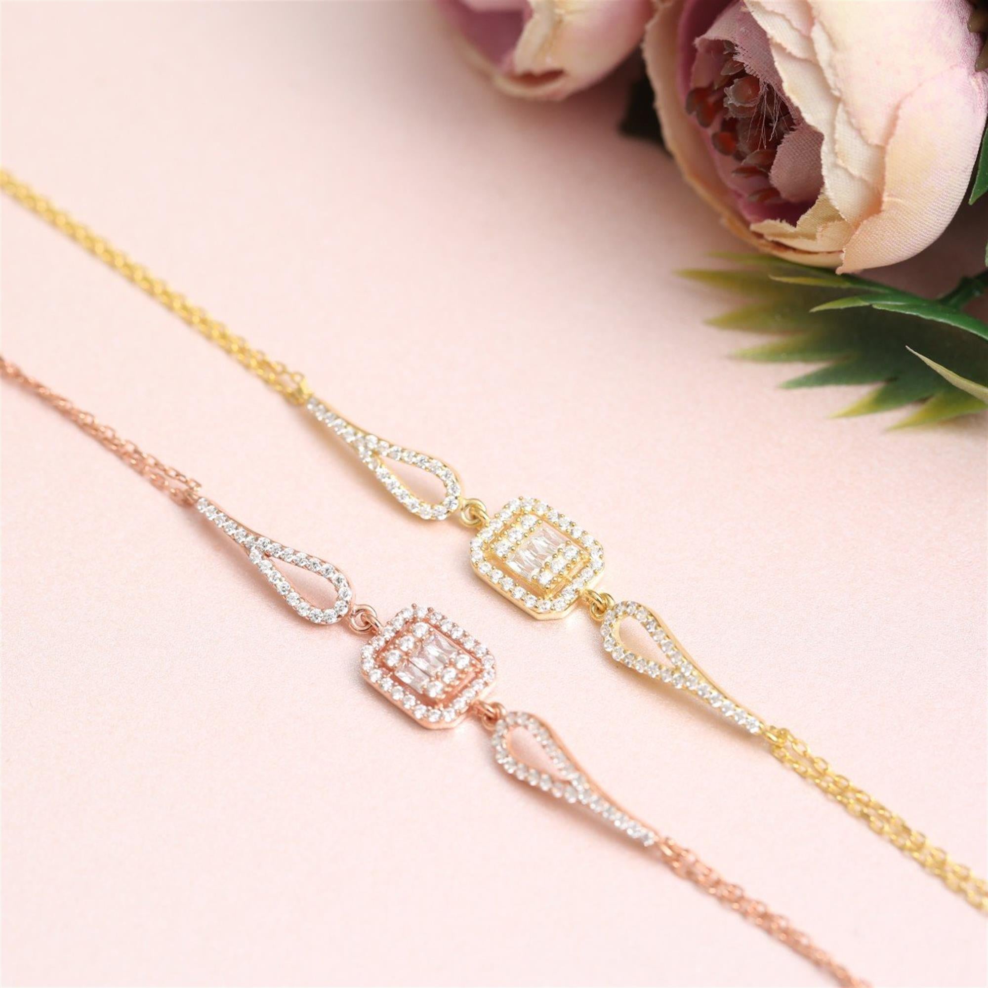 Rectangle Baguette Elegance Silver Bracelet